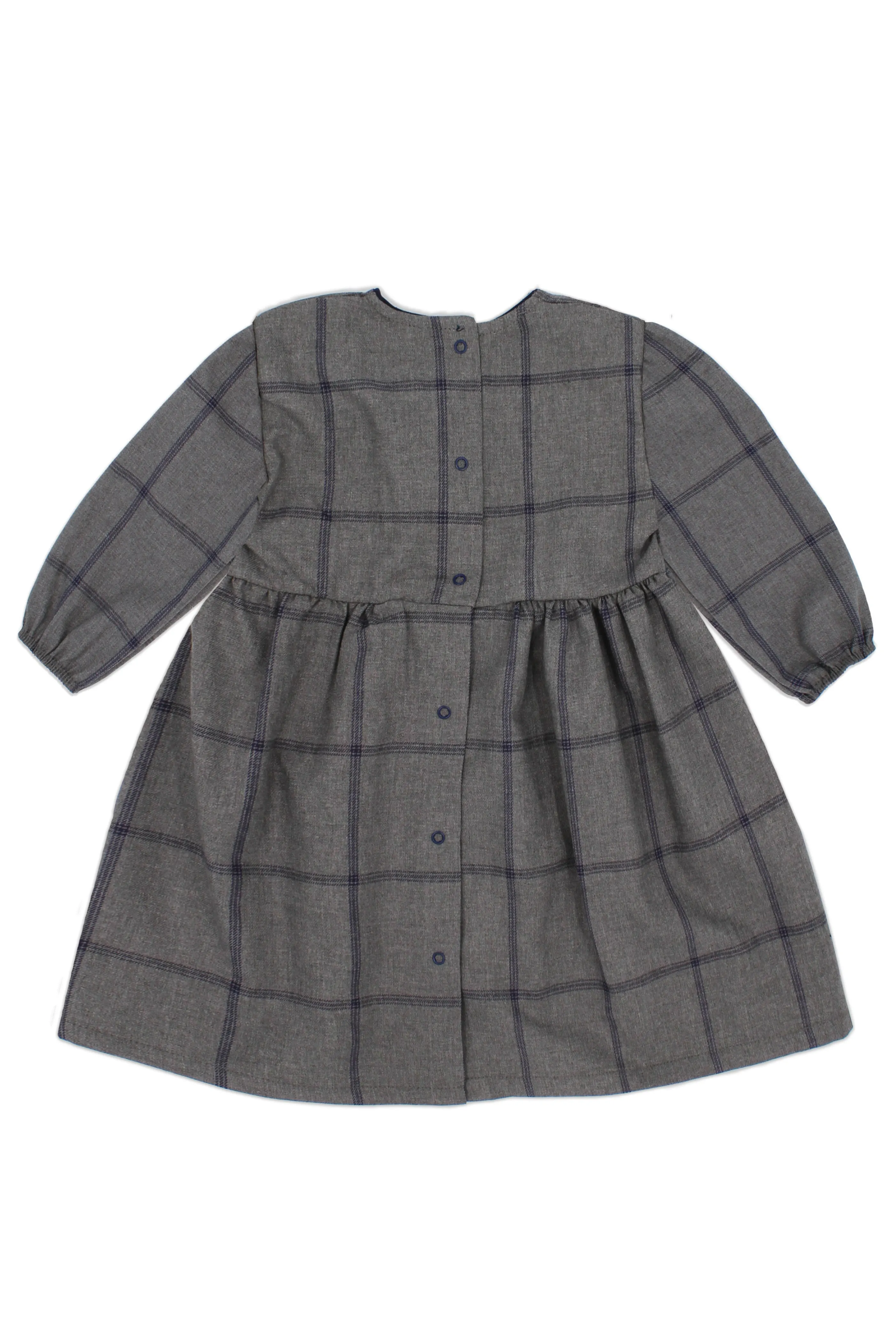 "Reese" Grey & Navy Check Dress