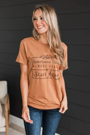 "Start Again" Graphic Tee- Burnt Orange