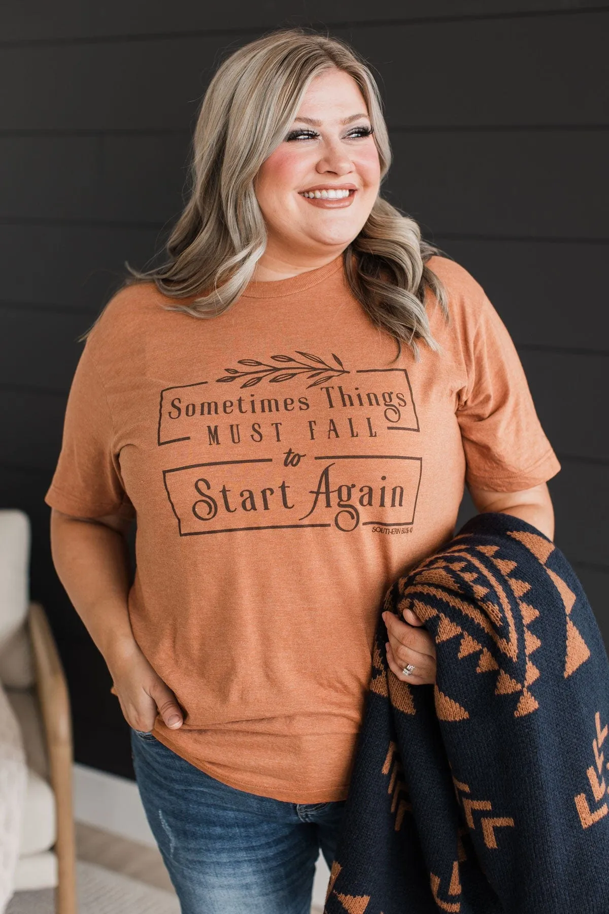 "Start Again" Graphic Tee- Burnt Orange