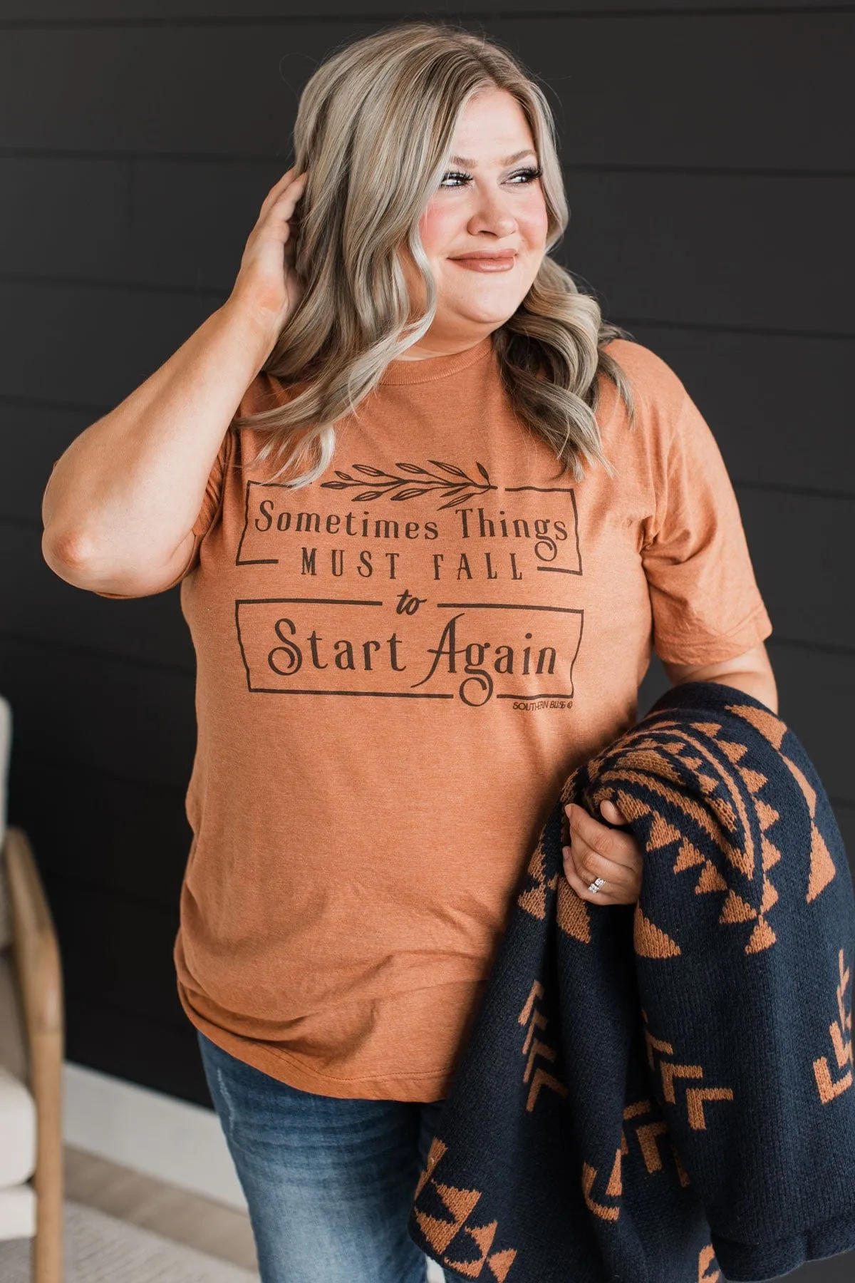 "Start Again" Graphic Tee- Burnt Orange