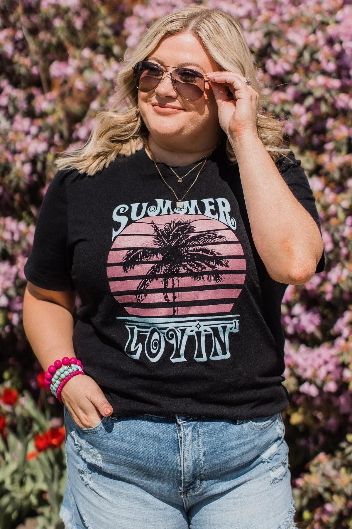 "Summer Lovin" Graphic Tee- Heather Black