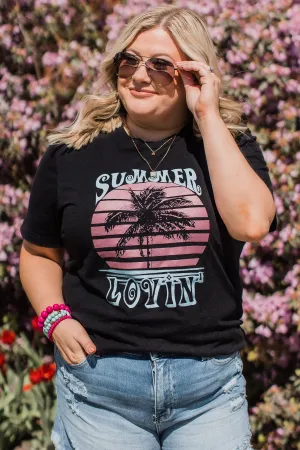 "Summer Lovin" Graphic Tee- Heather Black