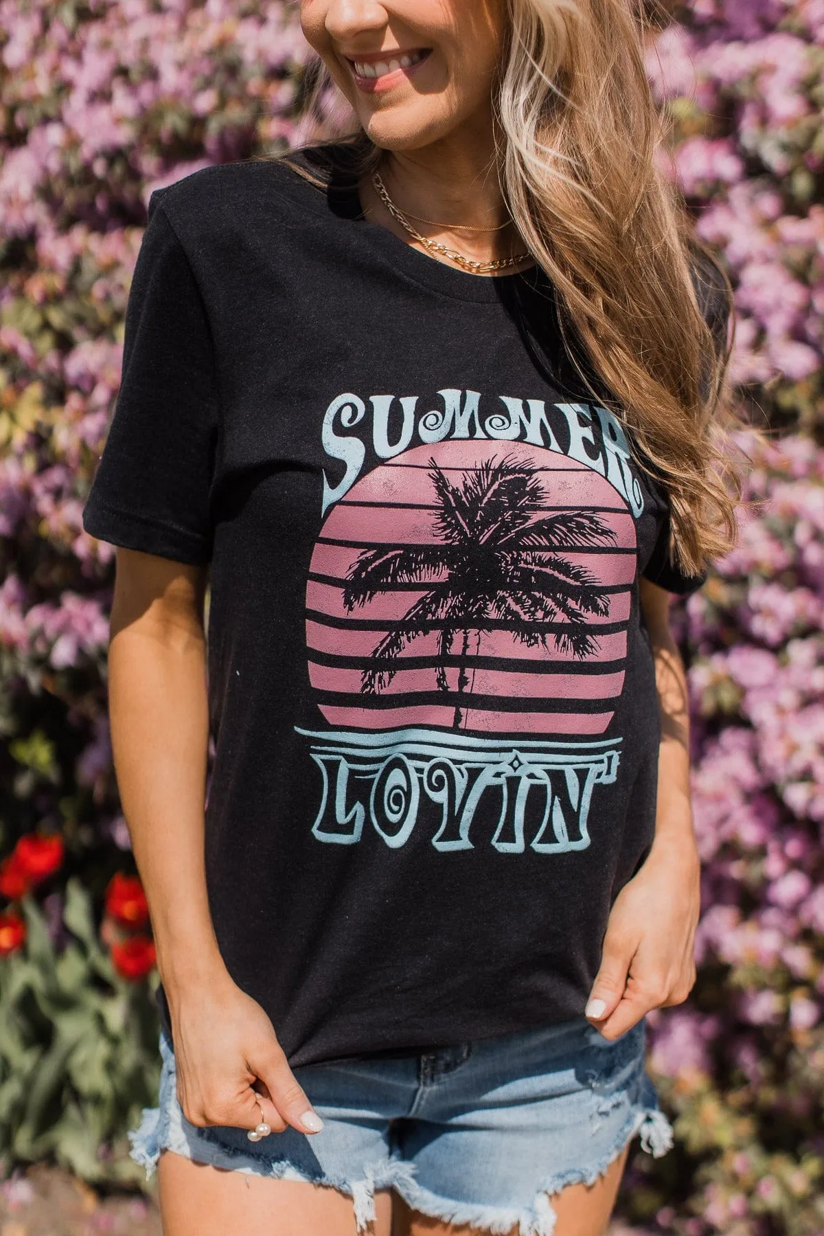 "Summer Lovin" Graphic Tee- Heather Black