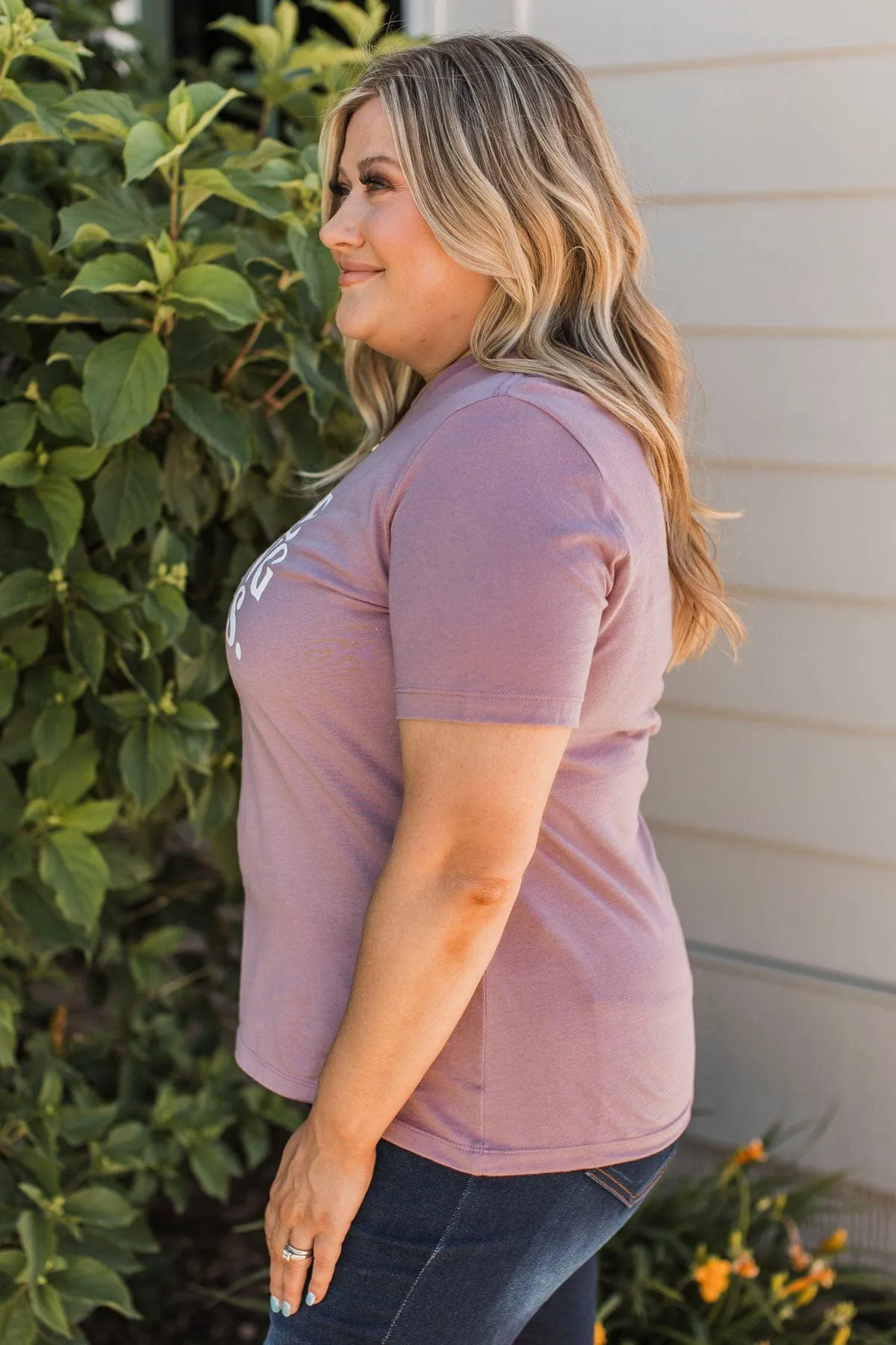 "We Rise By Lifting Others" Graphic Tee- Dusty Lavender