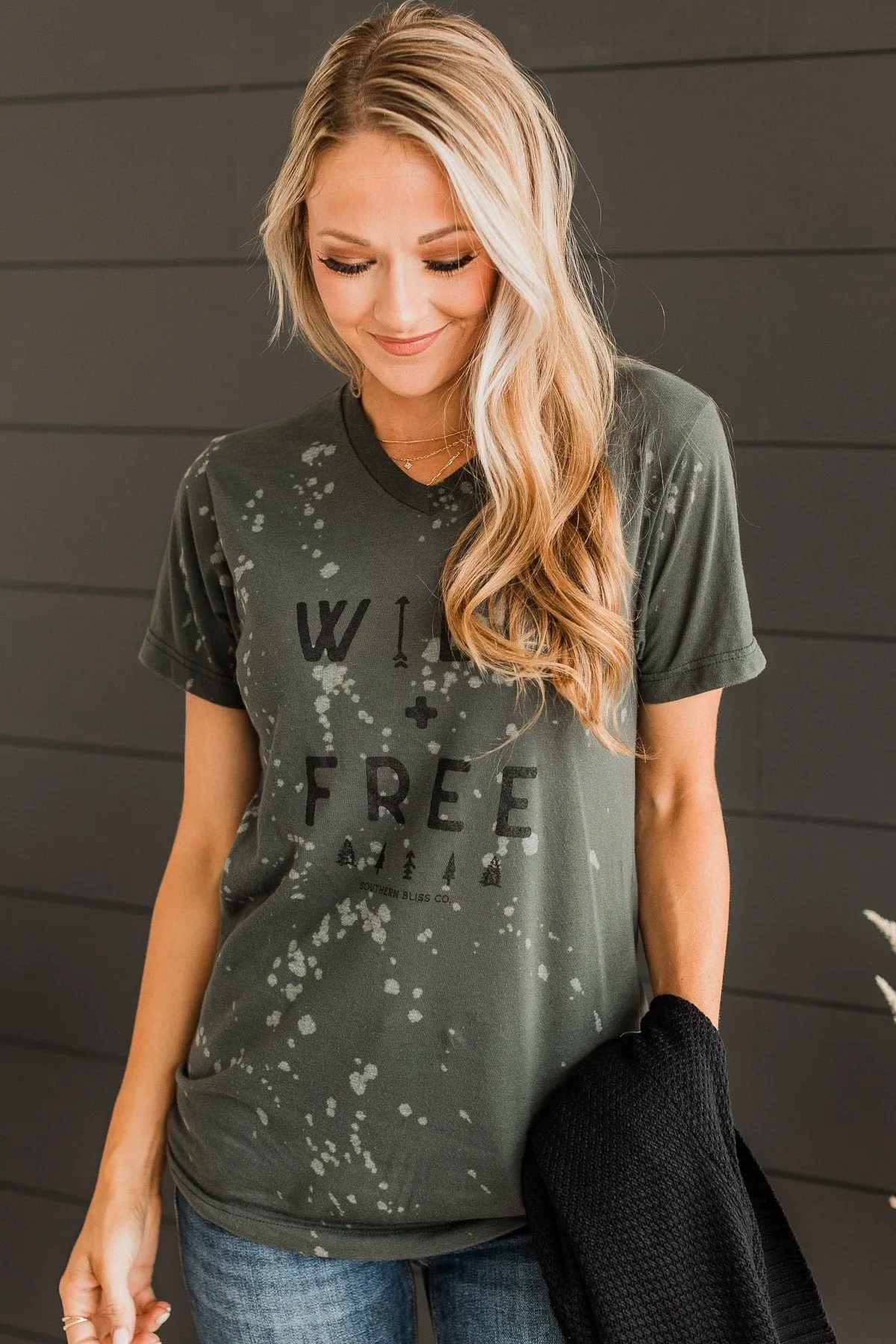 "Wild   Free" Graphic Tee- Charcoal