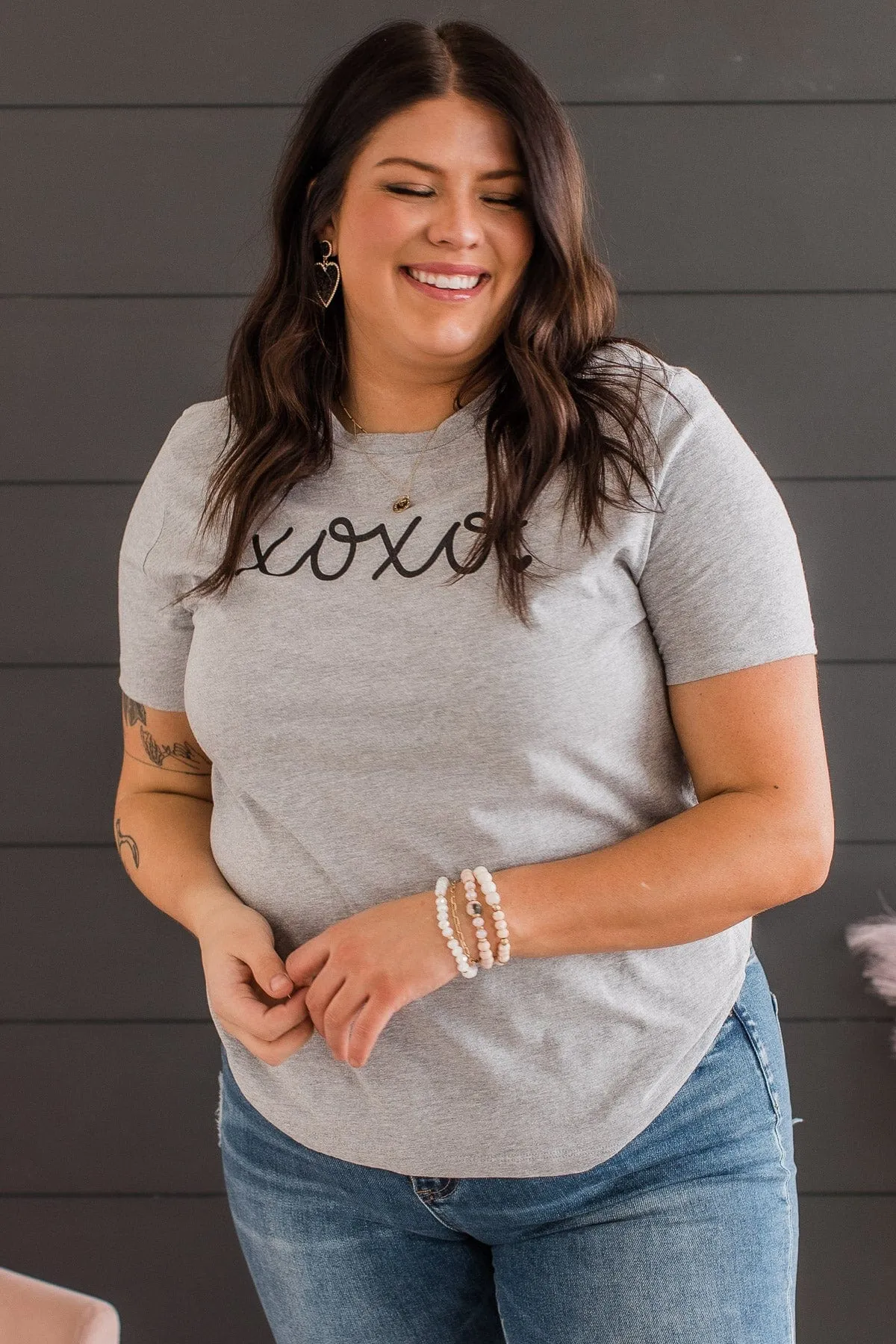 "XOXO" Graphic Tee- Heather Grey