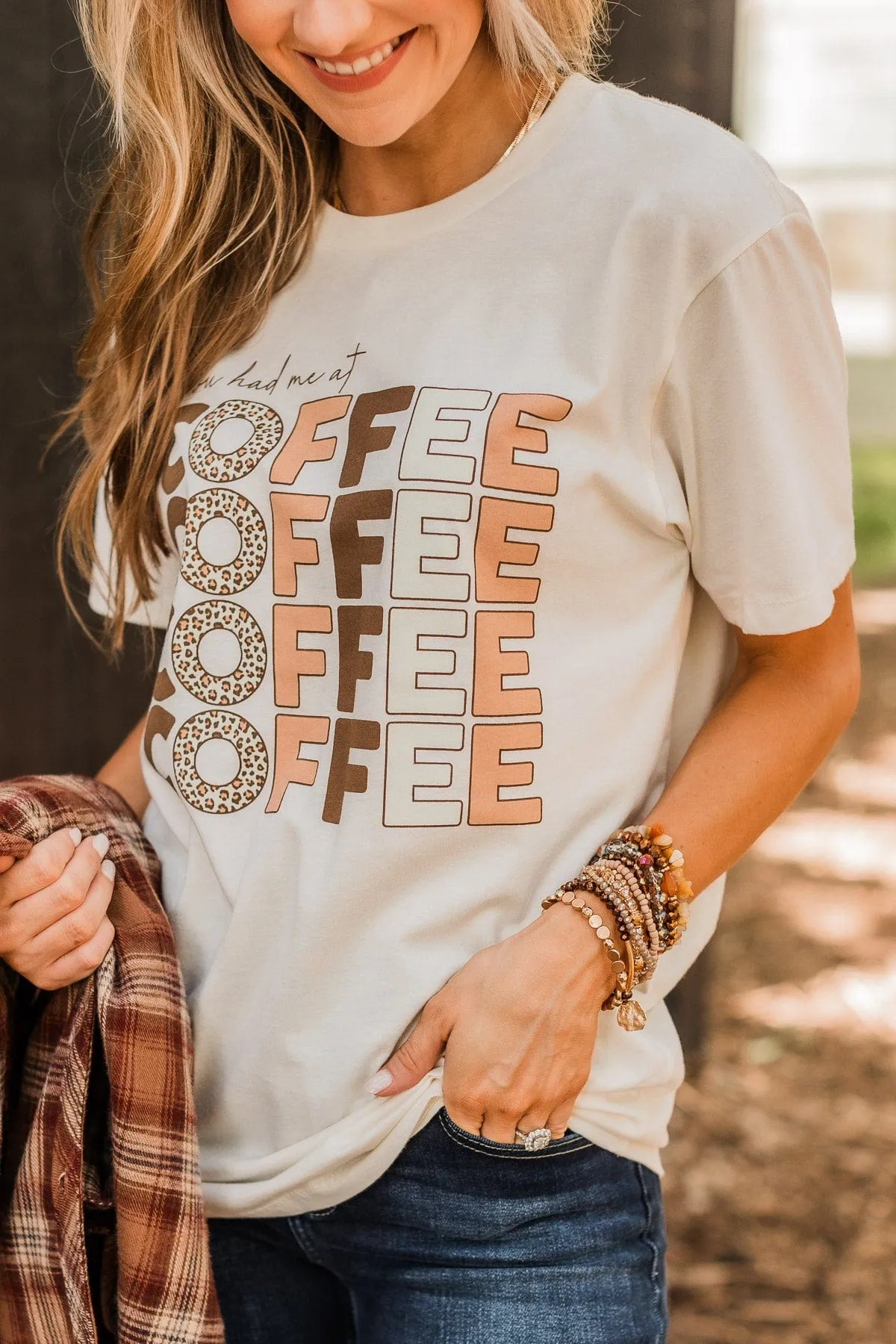 "You Had Me At Coffee" Graphic Tee- Ivory