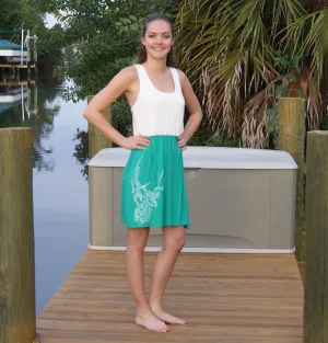 Racerback Tank Dress - Country Shore - Green and Ivory & All Antlers