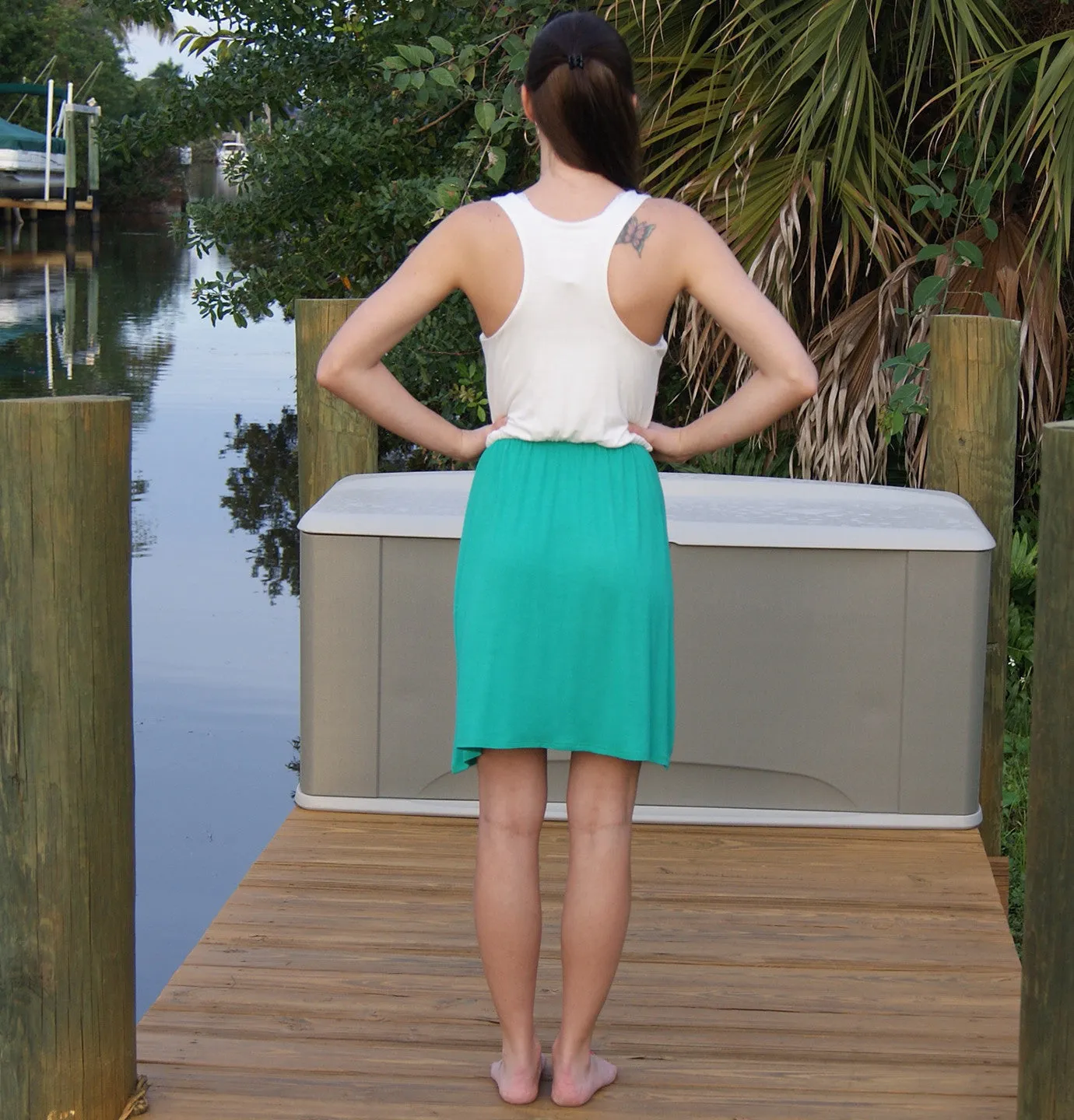 Racerback Tank Dress - Country Shore - Green and Ivory & All Antlers