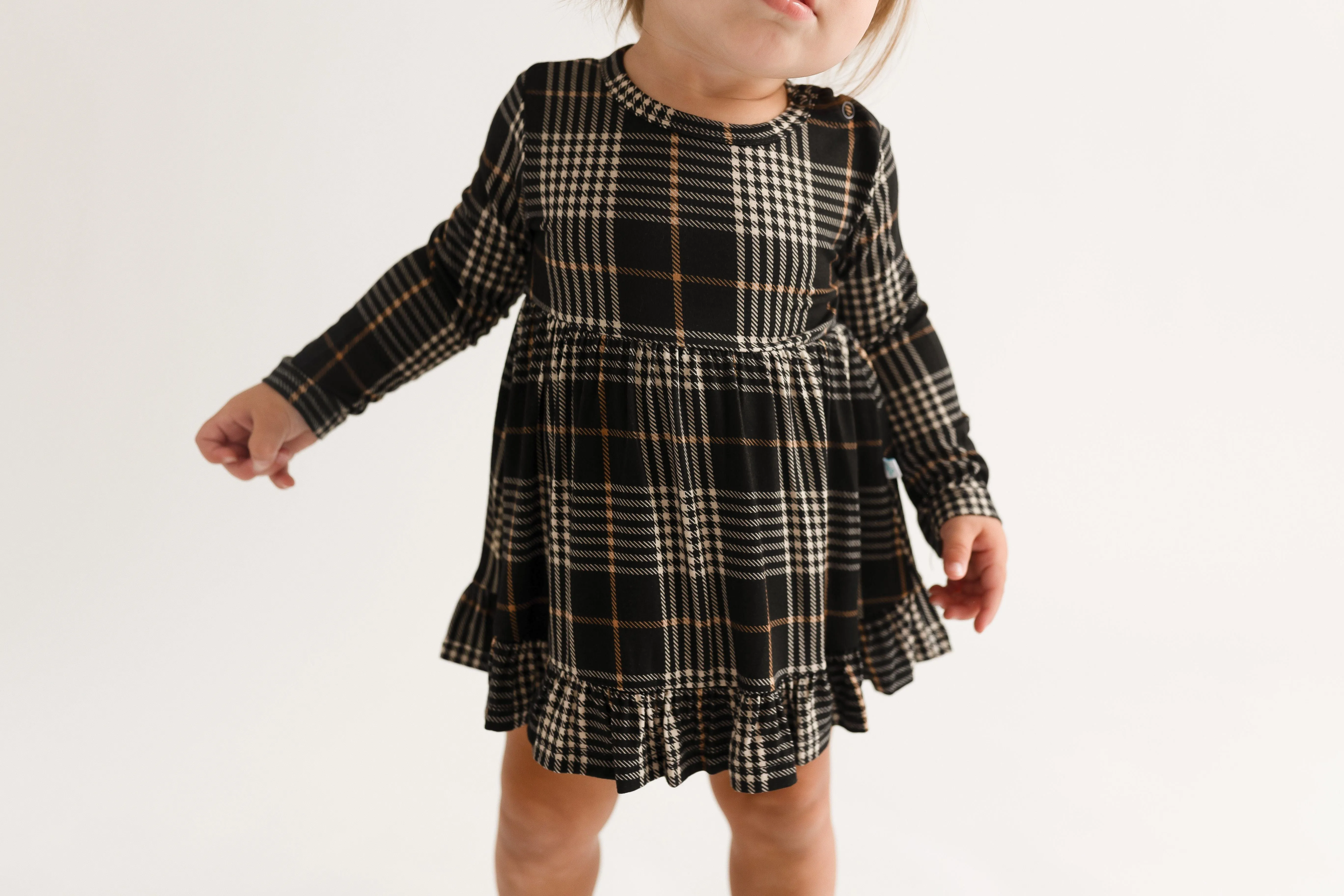 Sanders - Long Sleeve Ruffled Bodysuit Dress || Posh Peanut