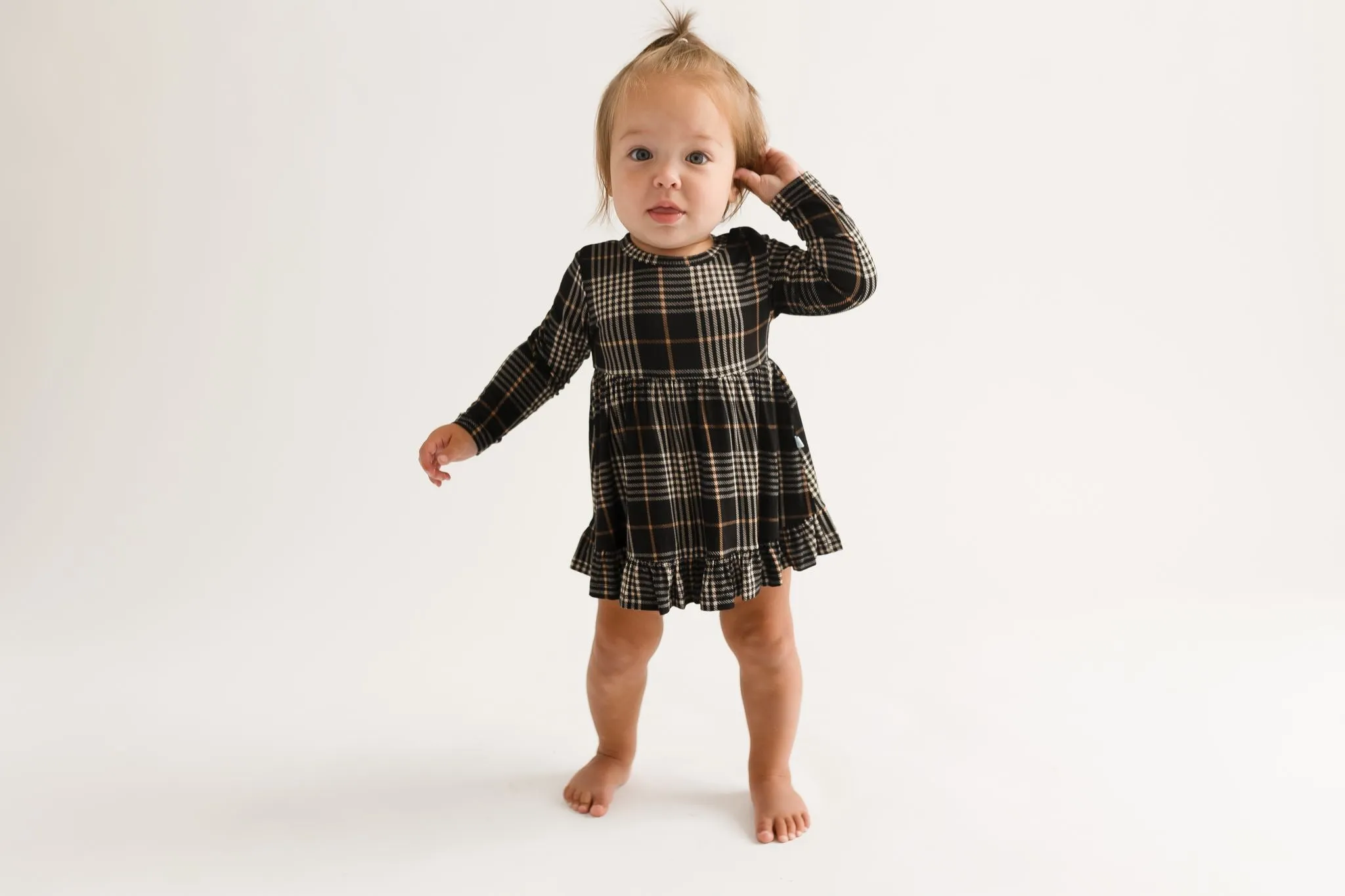 Sanders - Long Sleeve Ruffled Bodysuit Dress || Posh Peanut