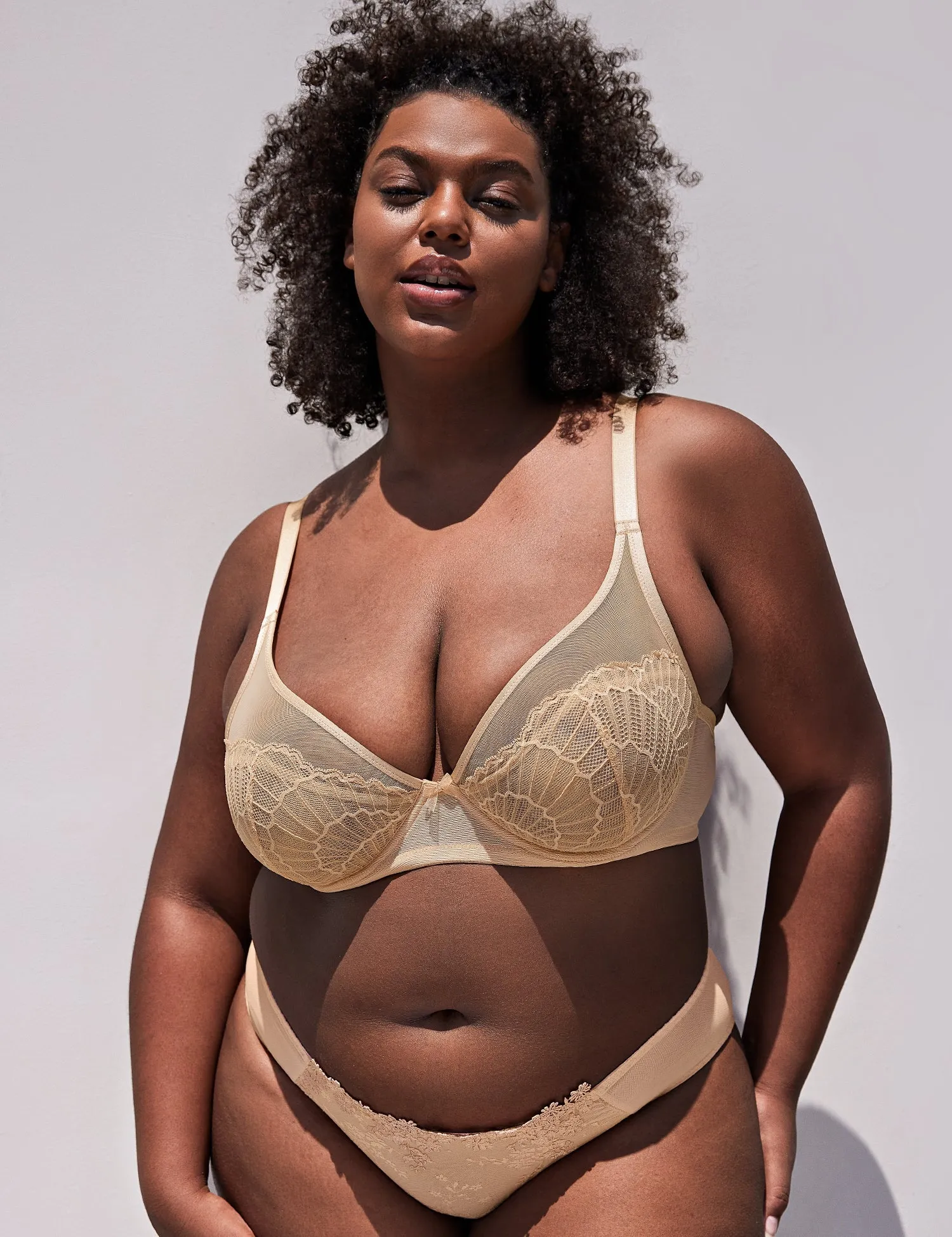 Sheer Lace Underwire Unlined Mesh & Adjustable Straps Pink Nude