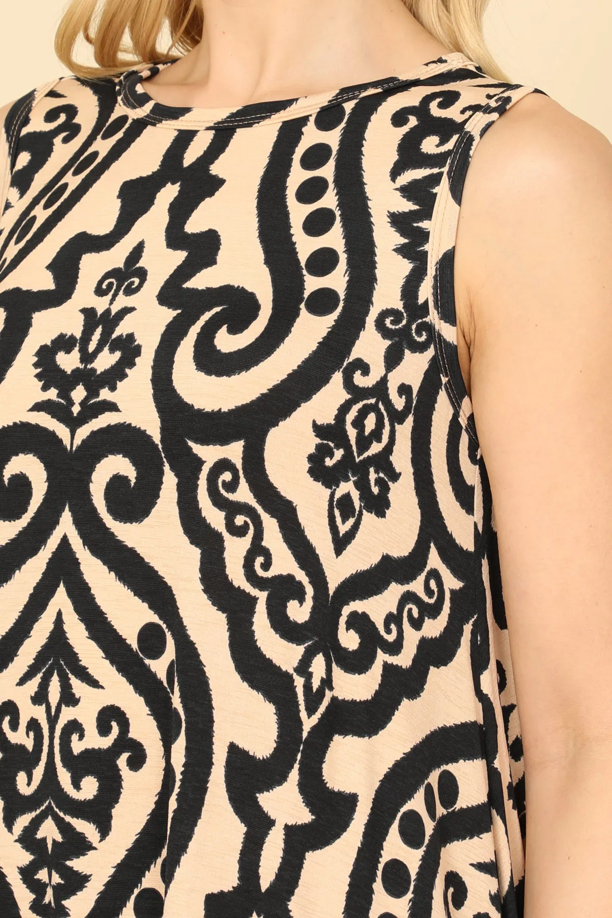 Sleeveless Damask Dress