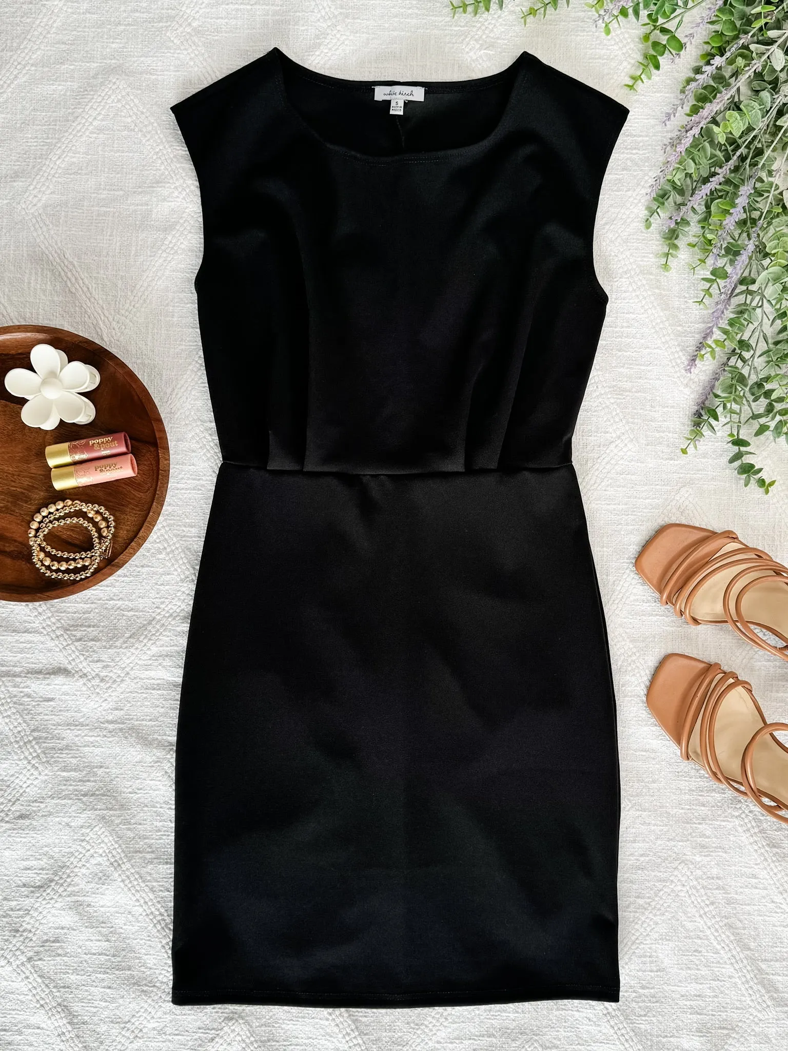 Sleeveless Dress With Pleated Detail In Pure Black
