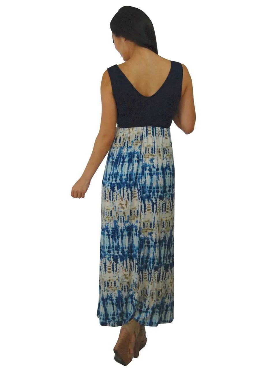 Soft and Smooth Sleeveless Navy Blue Maxi Dress