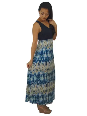 Soft and Smooth Sleeveless Navy Blue Maxi Dress