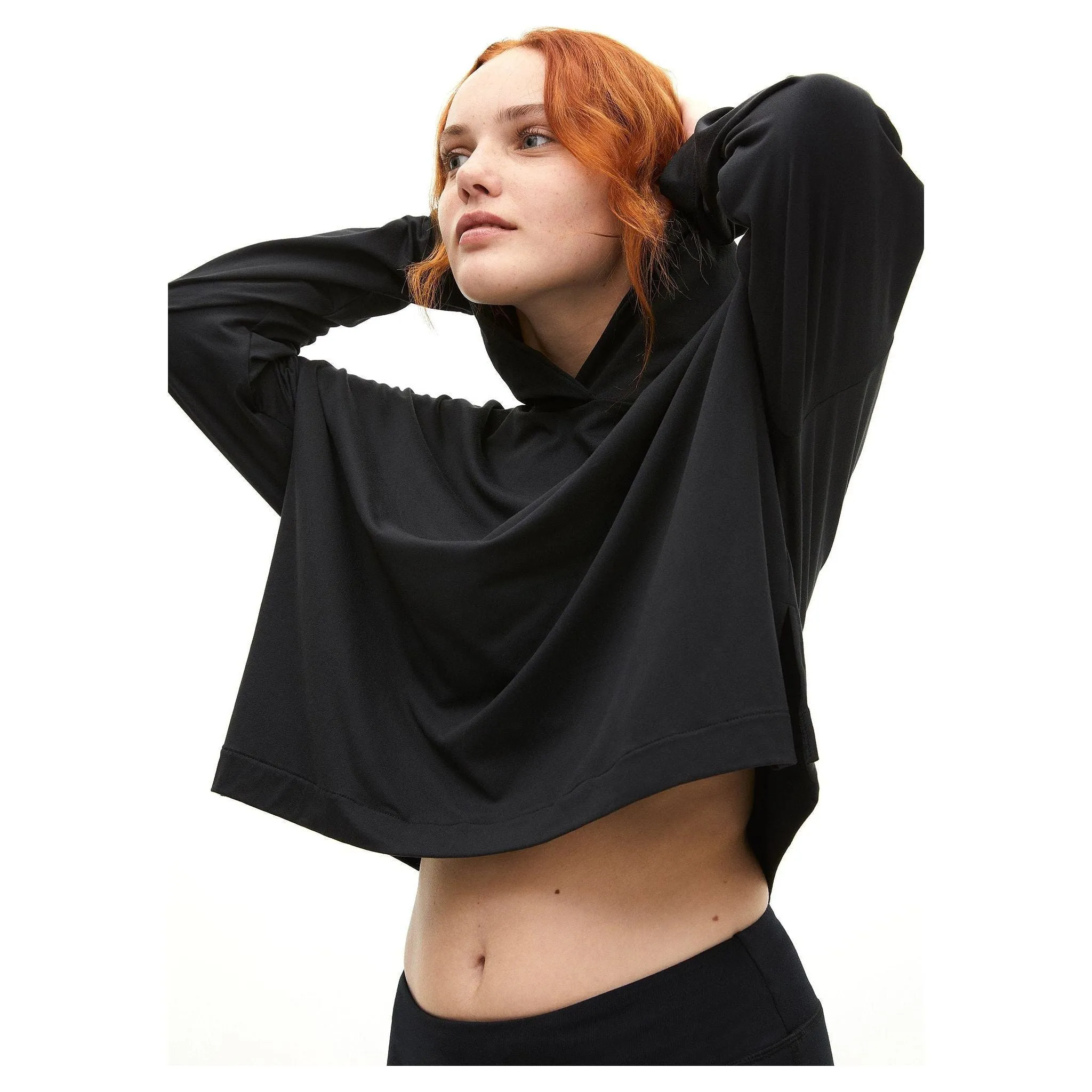 Soft Cropped Hoodie, Black