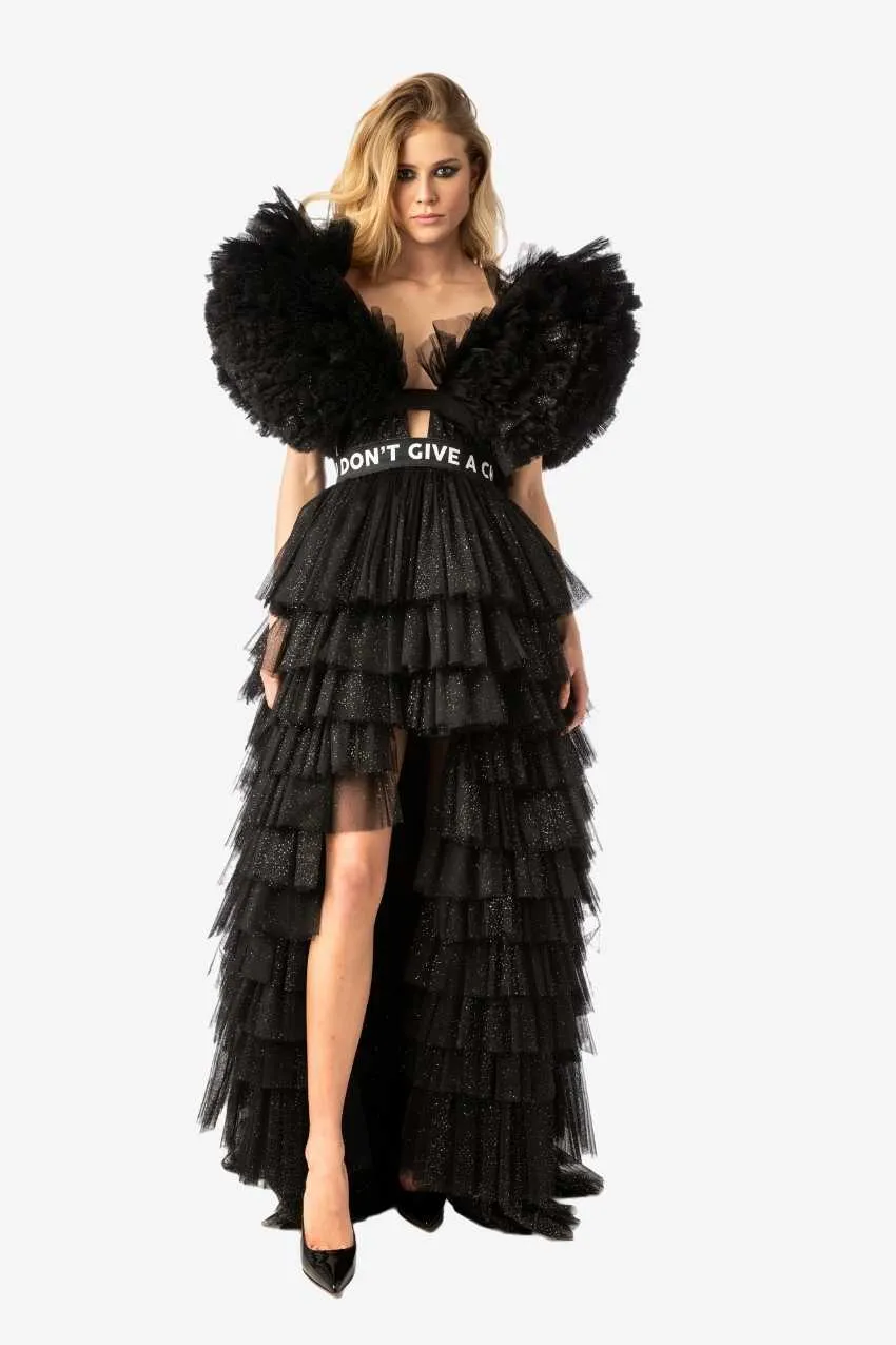 Sparkle Ostrich Hi-Lo Tulle Dress
