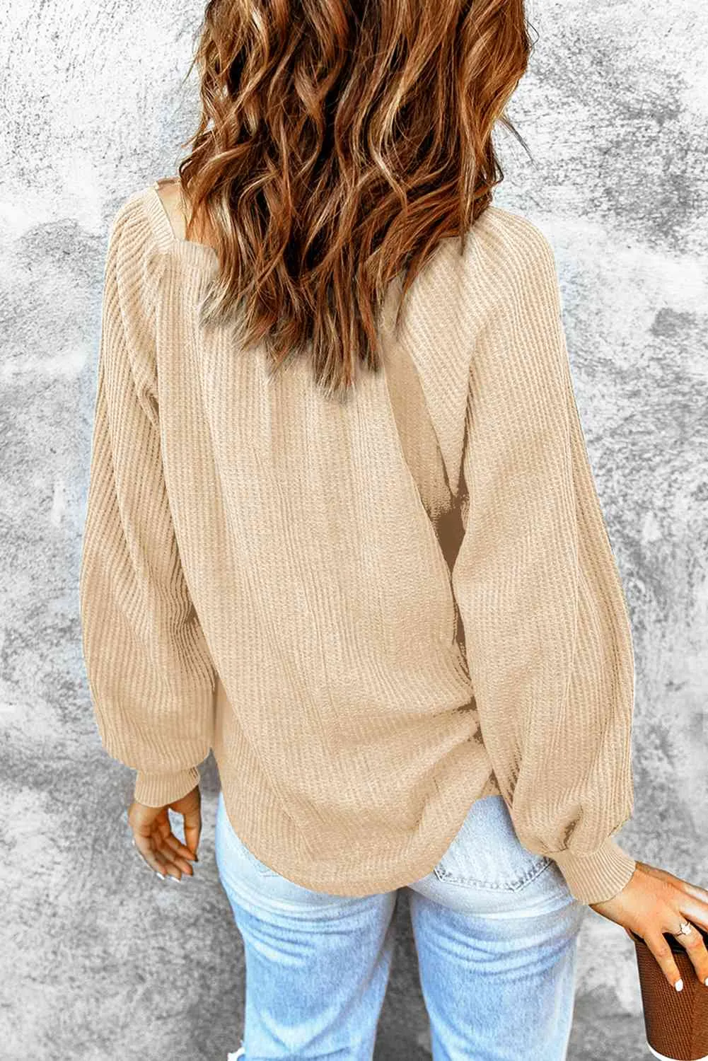 Square Neck Waffle-Knit Top (10 Colors)