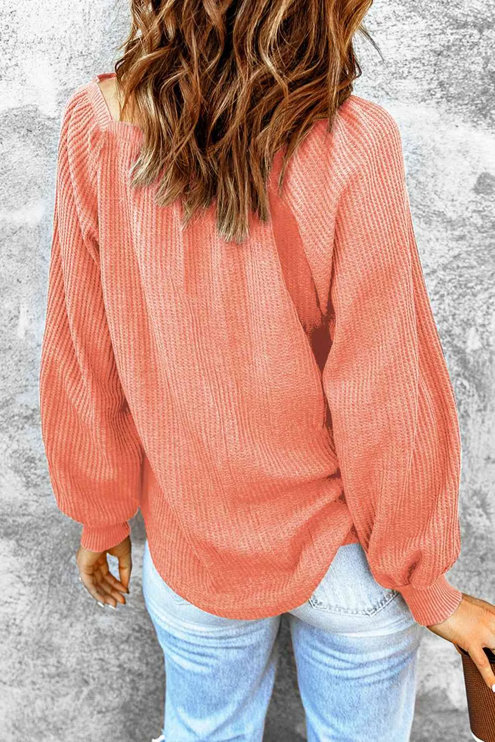 Square Neck Waffle-Knit Top (10 Colors)