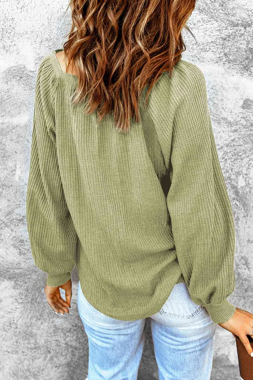 Square Neck Waffle-Knit Top (10 Colors)