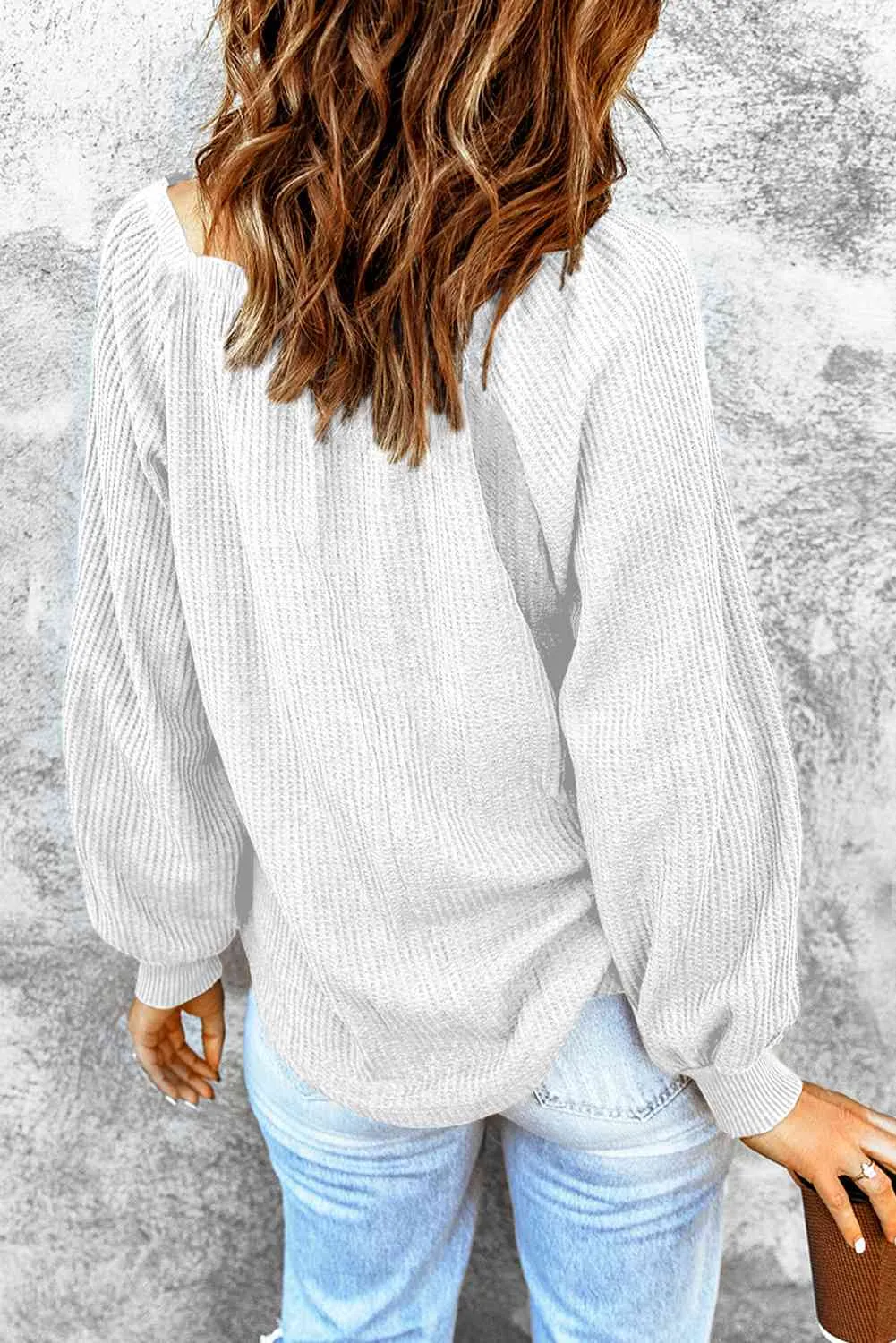 Square Neck Waffle-Knit Top (10 Colors)