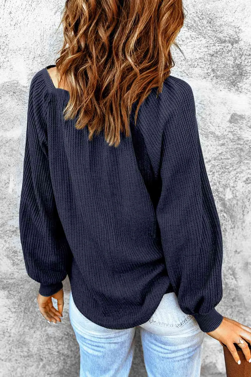 Square Neck Waffle-Knit Top (10 Colors)