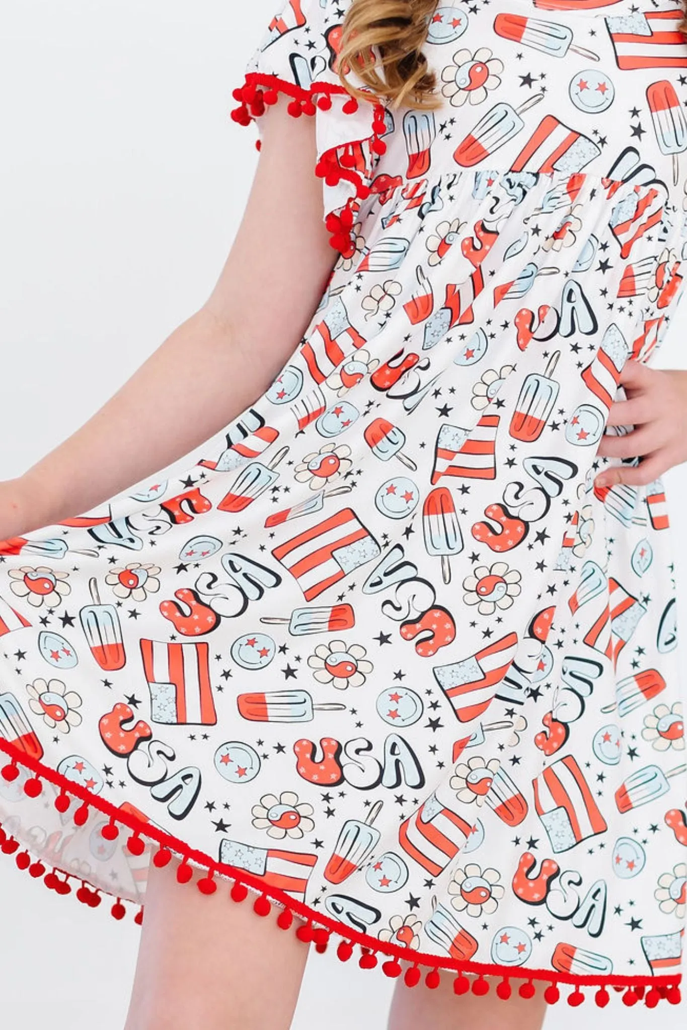 Star Spangled Cutie Pom Pom Dress