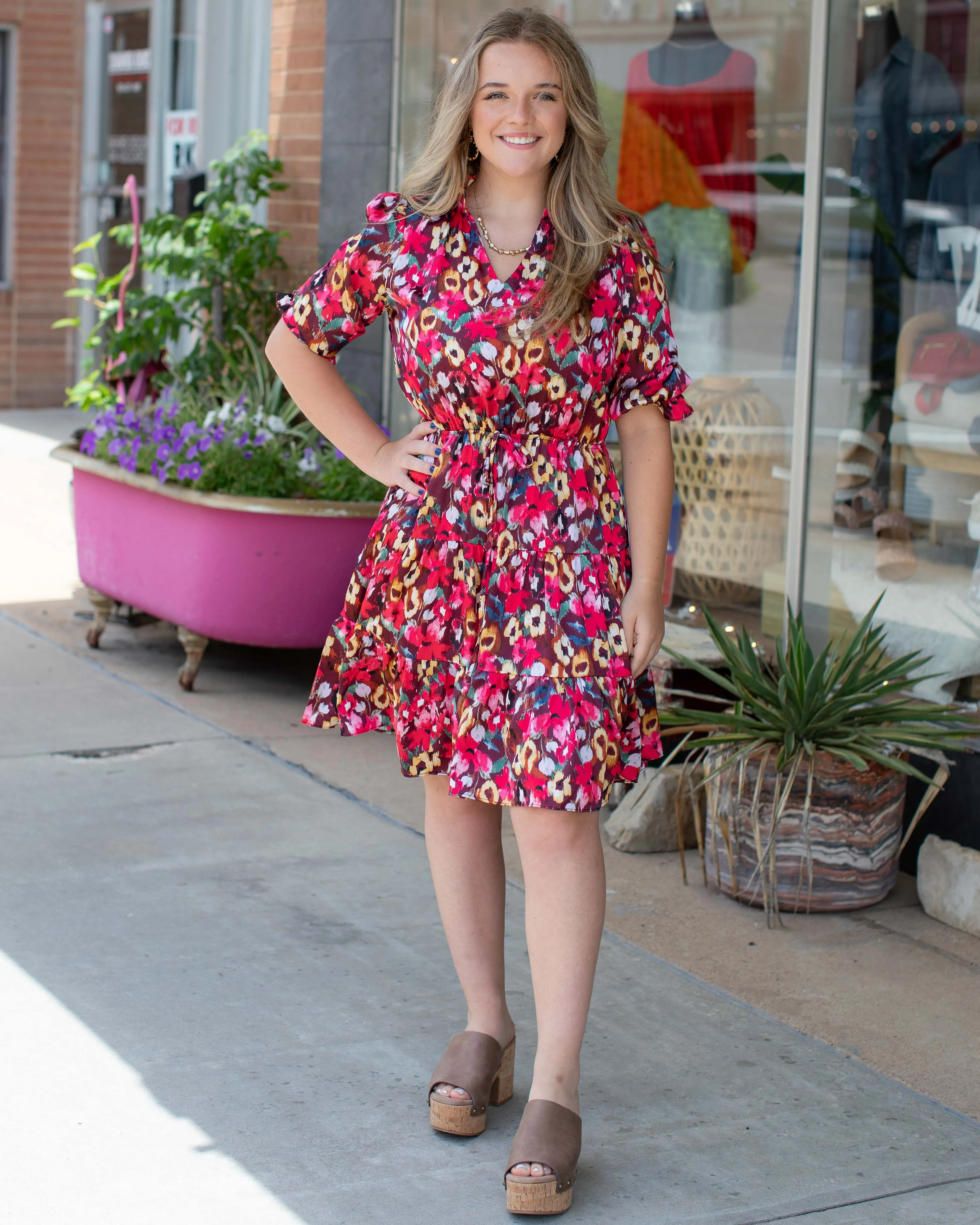 TELL ME ABOUT IT FLORAL DRESS