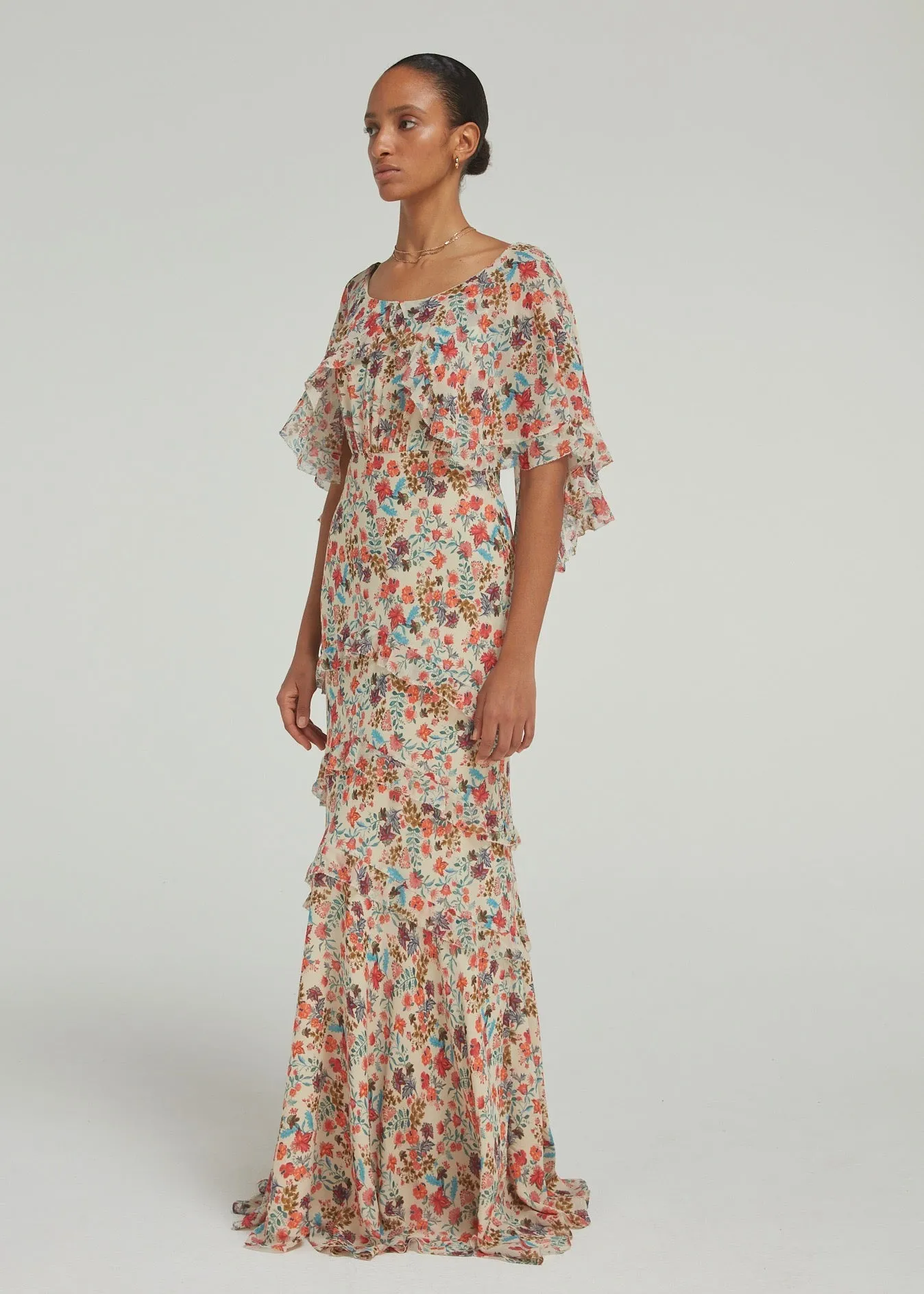 Tiana Long Dress (Flori Cream)