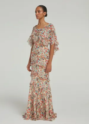 Tiana Long Dress (Flori Cream)