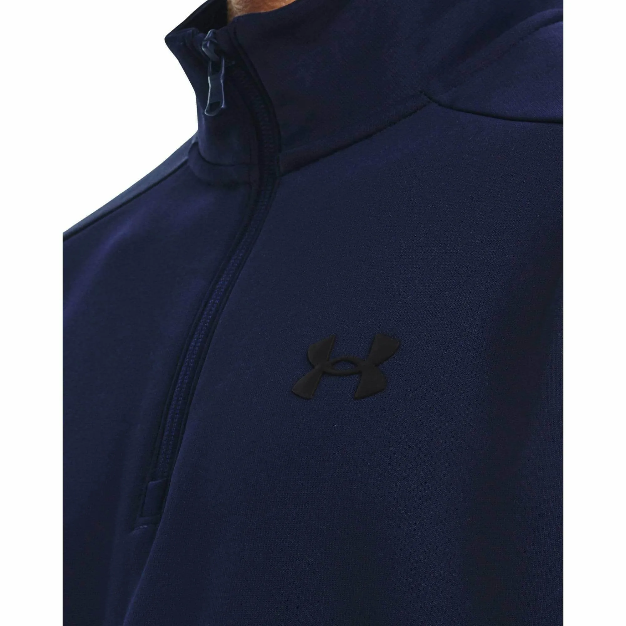 Under Armour Fleece Half Zip Long Sleeve Mens Training Top - Navy