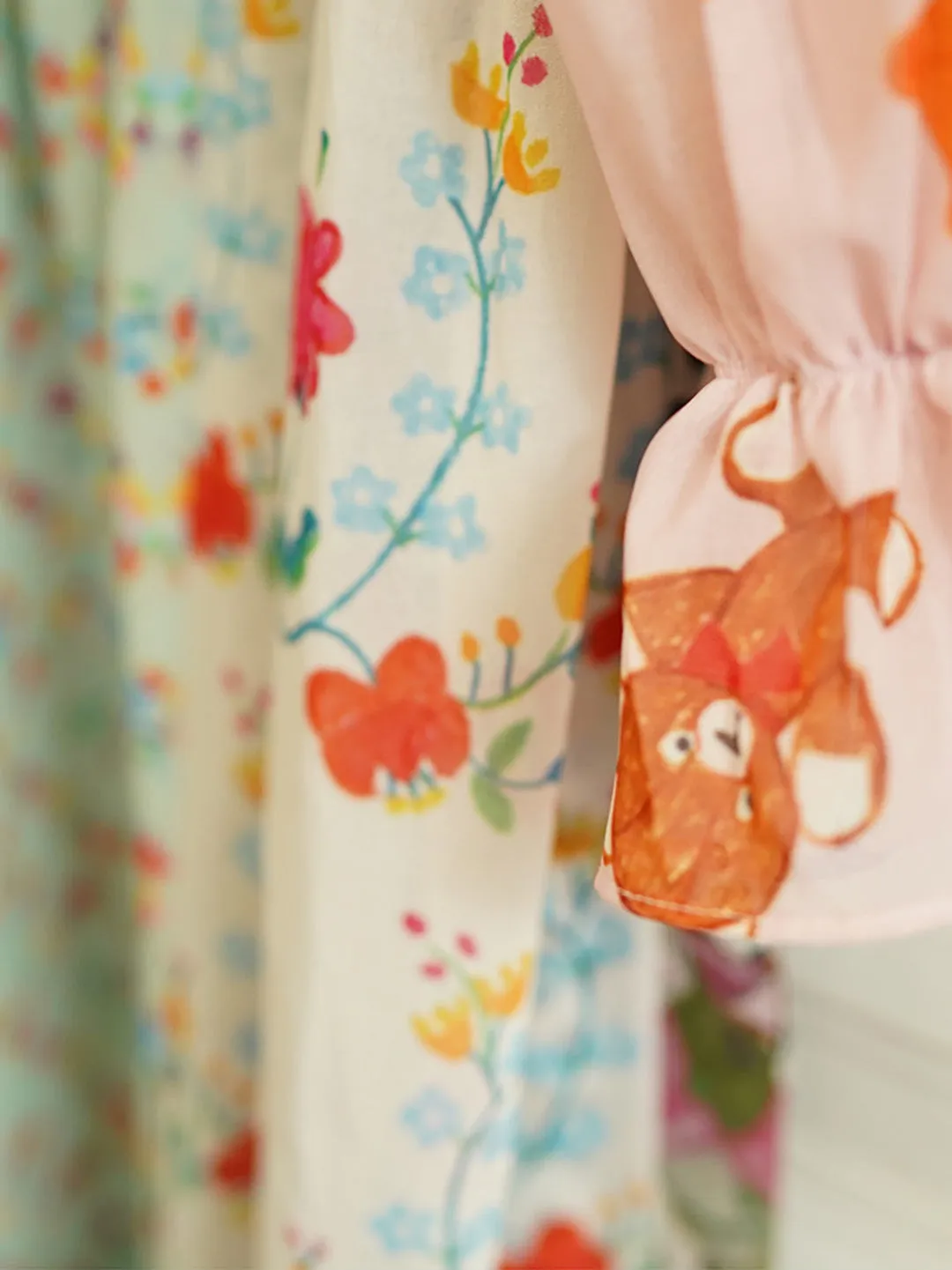 Unlogical Poem Illustrated Print Patchwork Chiffon Dress