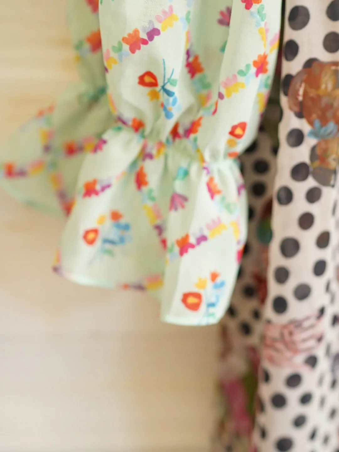 Unlogical Poem Illustrated Print Patchwork Chiffon Dress