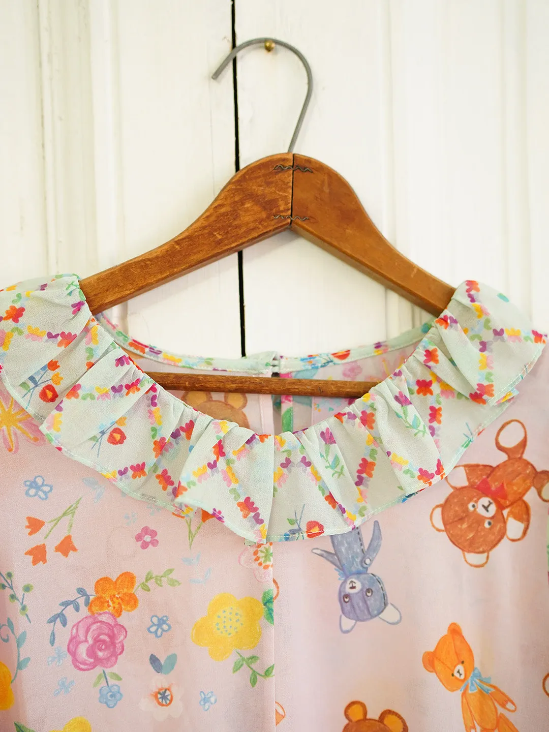 Unlogical Poem Illustrated Print Patchwork Chiffon Dress