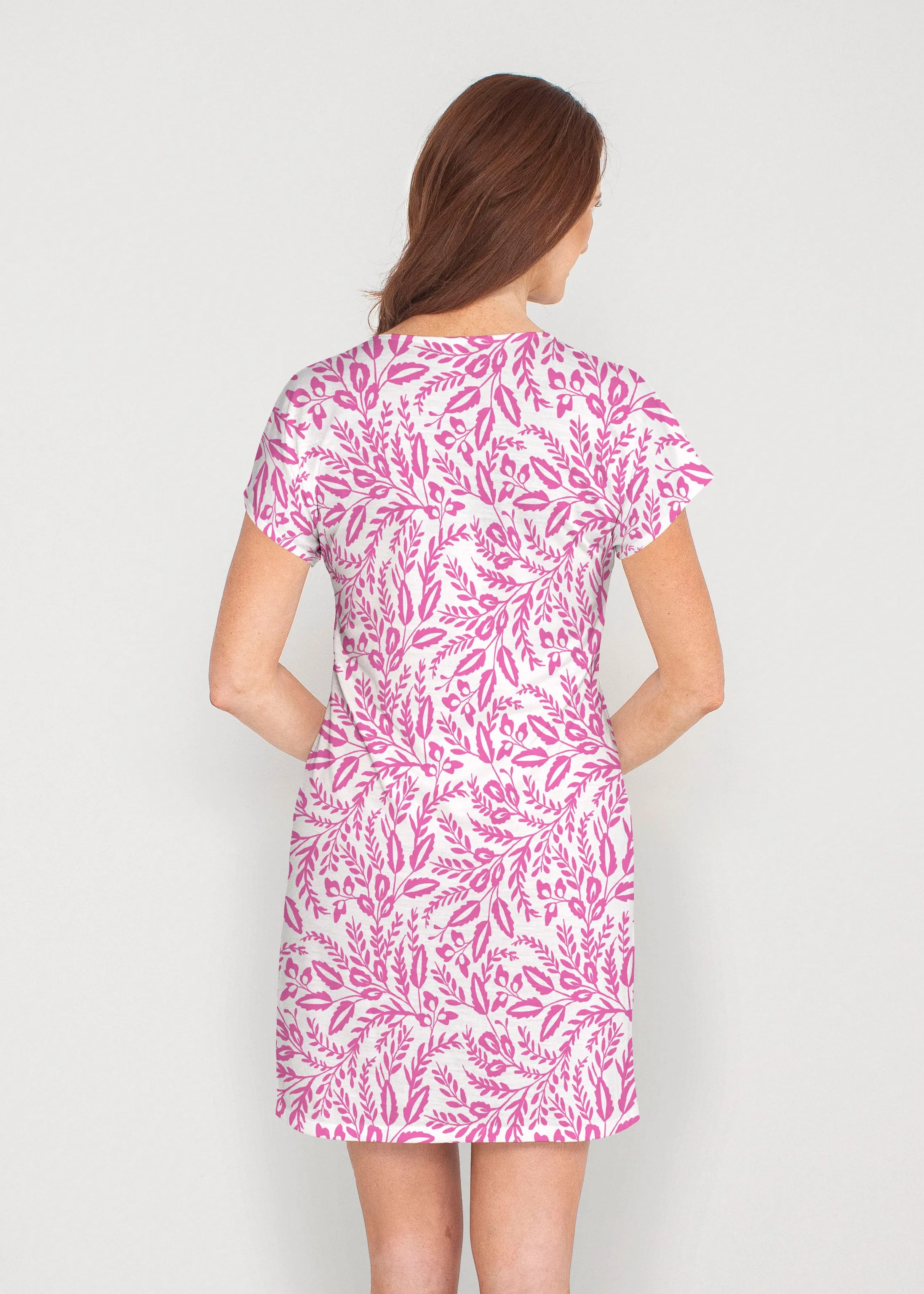 Vibrant Meadow (8026) ~ French Terry Short Sleeve Crew Dress