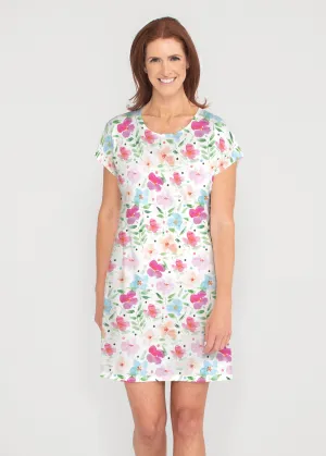 Vibrant Meadow (8026) ~ French Terry Short Sleeve Crew Dress