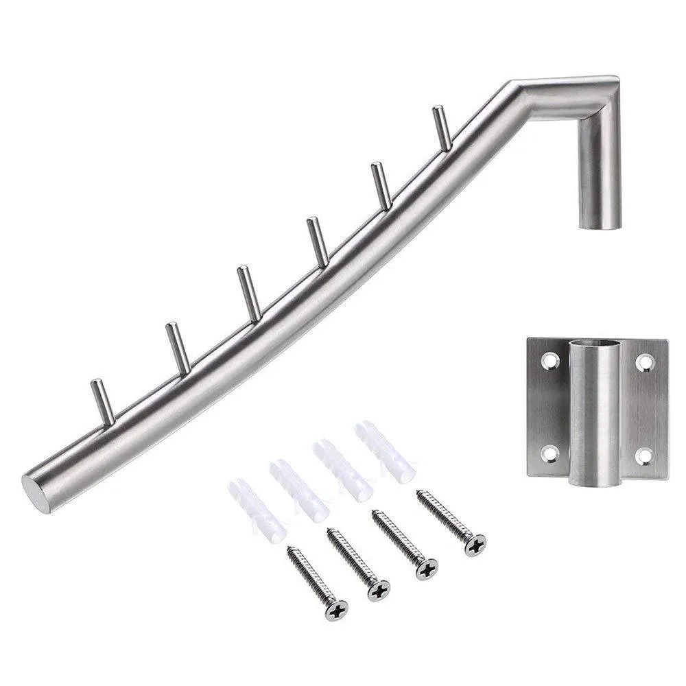 Wall Mount Clothing Rack - 2 Pack - Stainless Steel Hanging Drying Clothes Hanger with Swing Arm Holder - Heavy Duty Laundry Closet Storage Organizer Rod -Space Saver Clothing for Bedrooms, Bathrooms