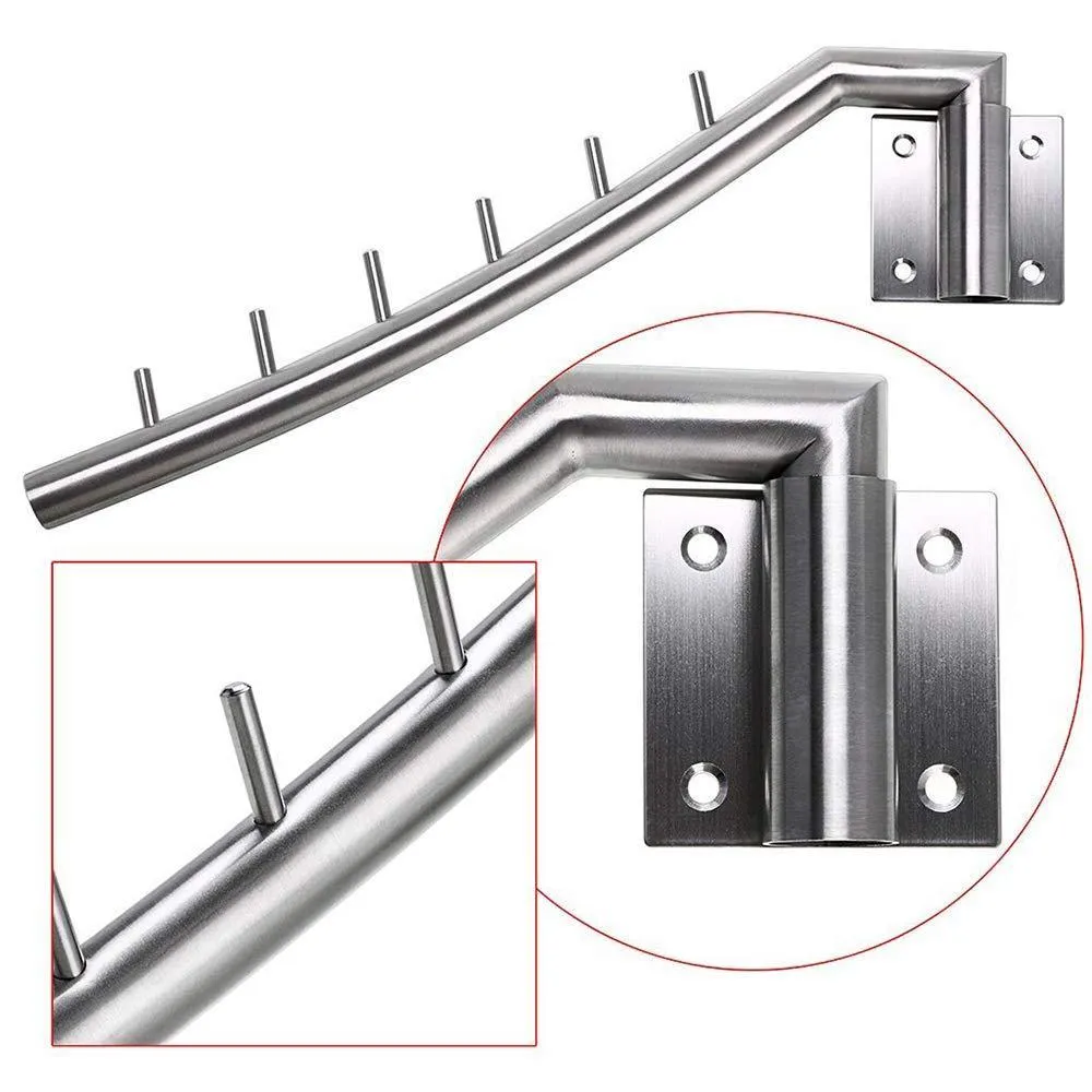 Wall Mount Clothing Rack - 2 Pack - Stainless Steel Hanging Drying Clothes Hanger with Swing Arm Holder - Heavy Duty Laundry Closet Storage Organizer Rod -Space Saver Clothing for Bedrooms, Bathrooms