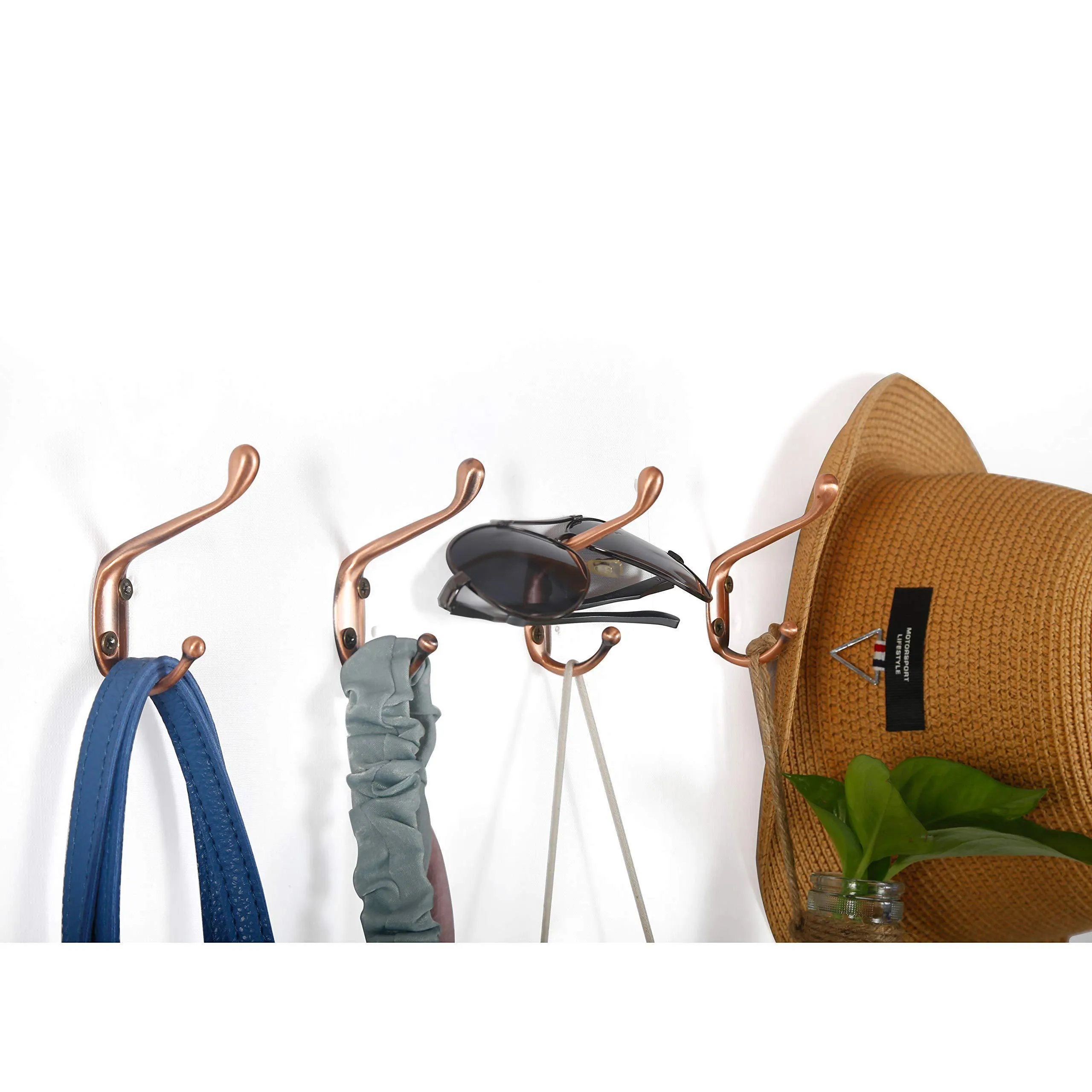 WEBI Dual Coat Hook, 18 Set Metal Double Robe Hook Decorative Coat Hat Hook,Bath Towel Closet Clothes Hanger,Garment Rail Rack Holder, Wall Mount Entryway Kitchen,Antique Copper