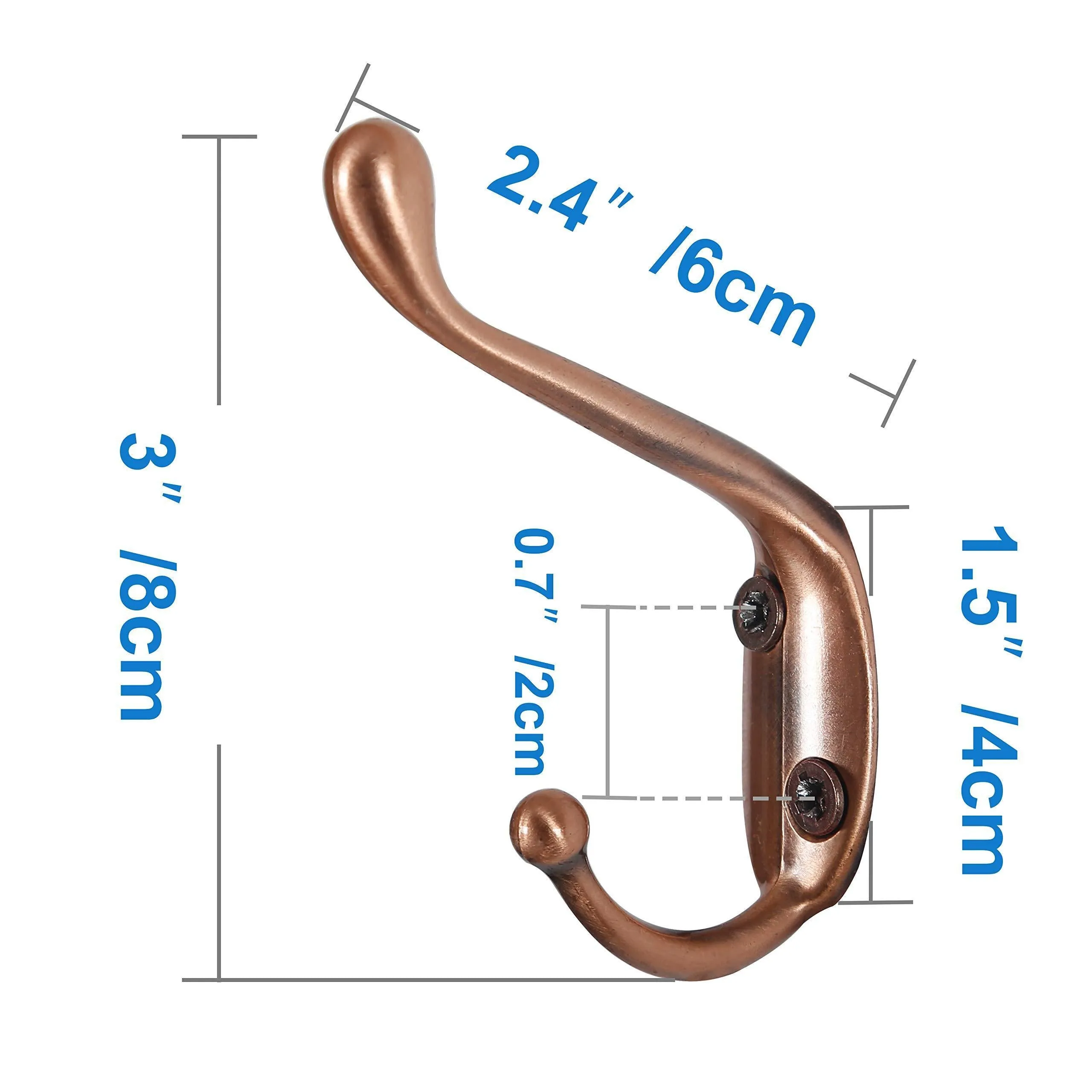 WEBI Dual Coat Hook, 18 Set Metal Double Robe Hook Decorative Coat Hat Hook,Bath Towel Closet Clothes Hanger,Garment Rail Rack Holder, Wall Mount Entryway Kitchen,Antique Copper