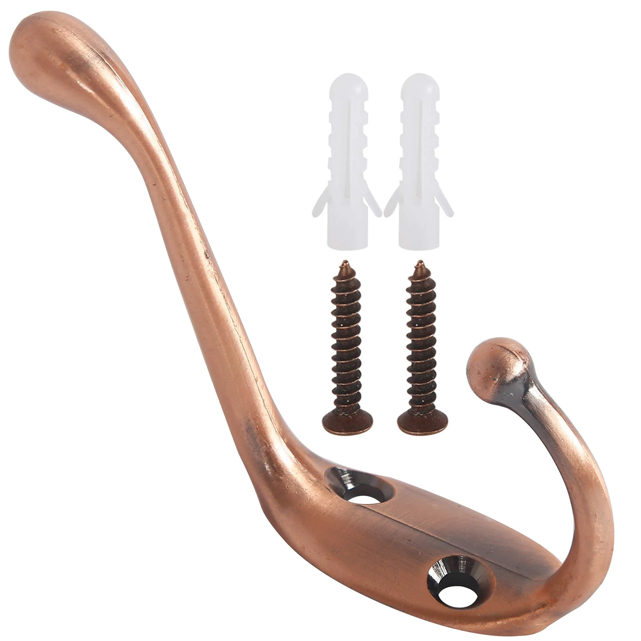 WEBI Dual Coat Hook, 18 Set Metal Double Robe Hook Decorative Coat Hat Hook,Bath Towel Closet Clothes Hanger,Garment Rail Rack Holder, Wall Mount Entryway Kitchen,Antique Copper