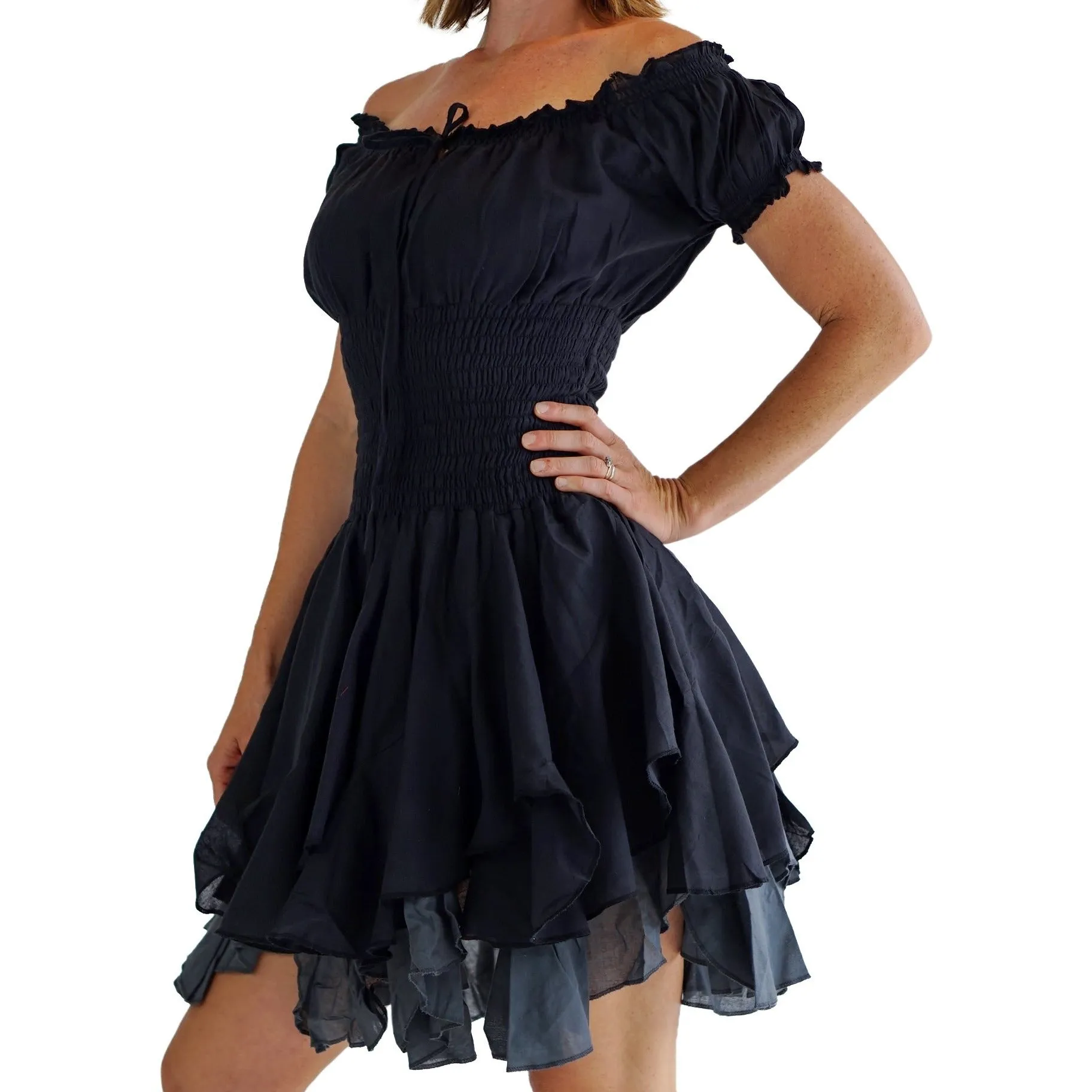 'Willow' Renaissance Dress - Black/Gray
