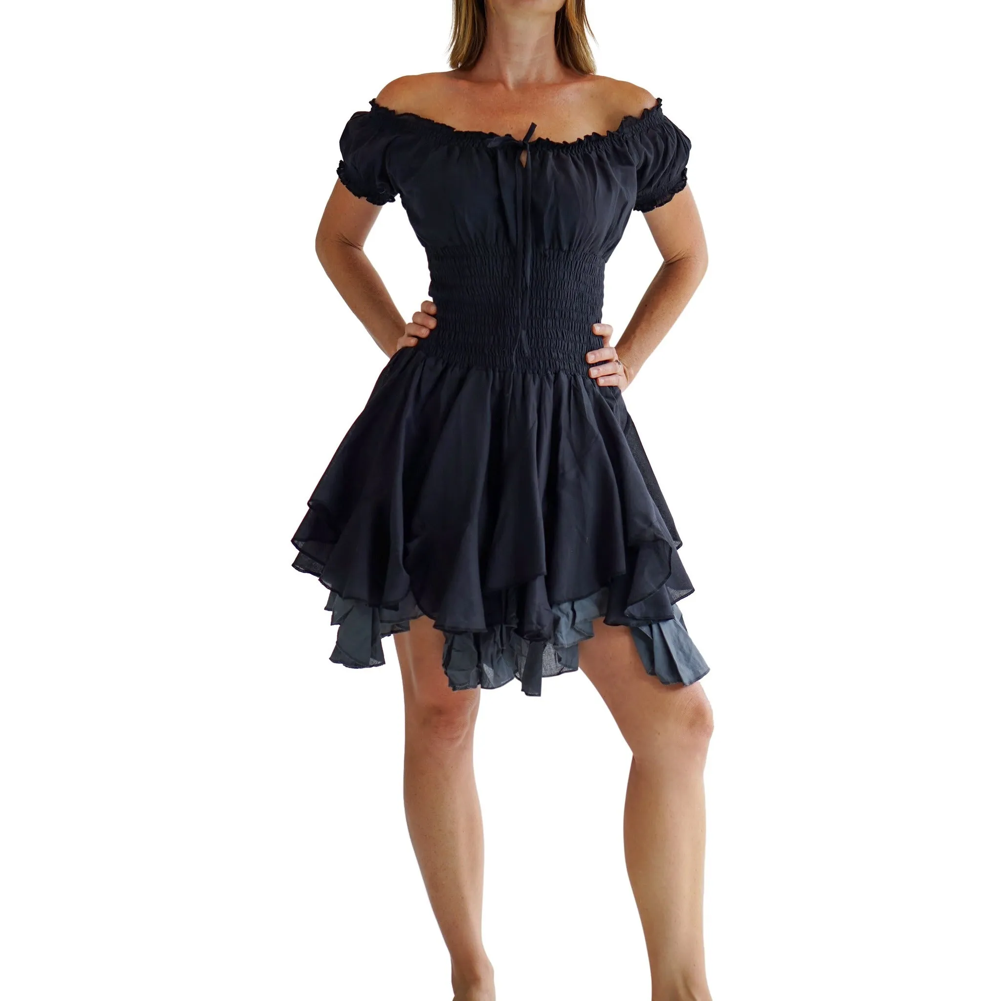 'Willow' Renaissance Dress - Black/Gray
