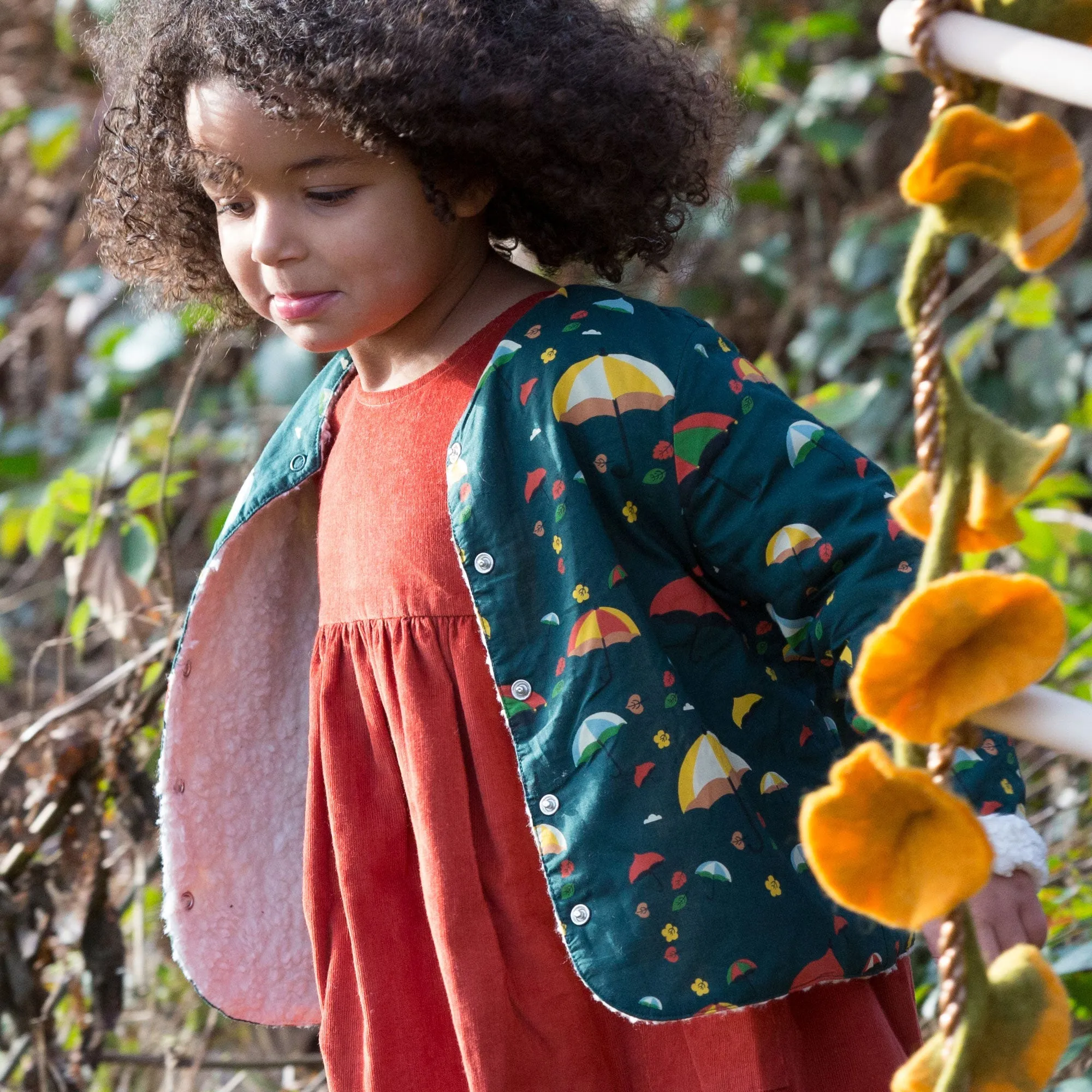 Windy Day Collarless Reversible Cosy Jacket