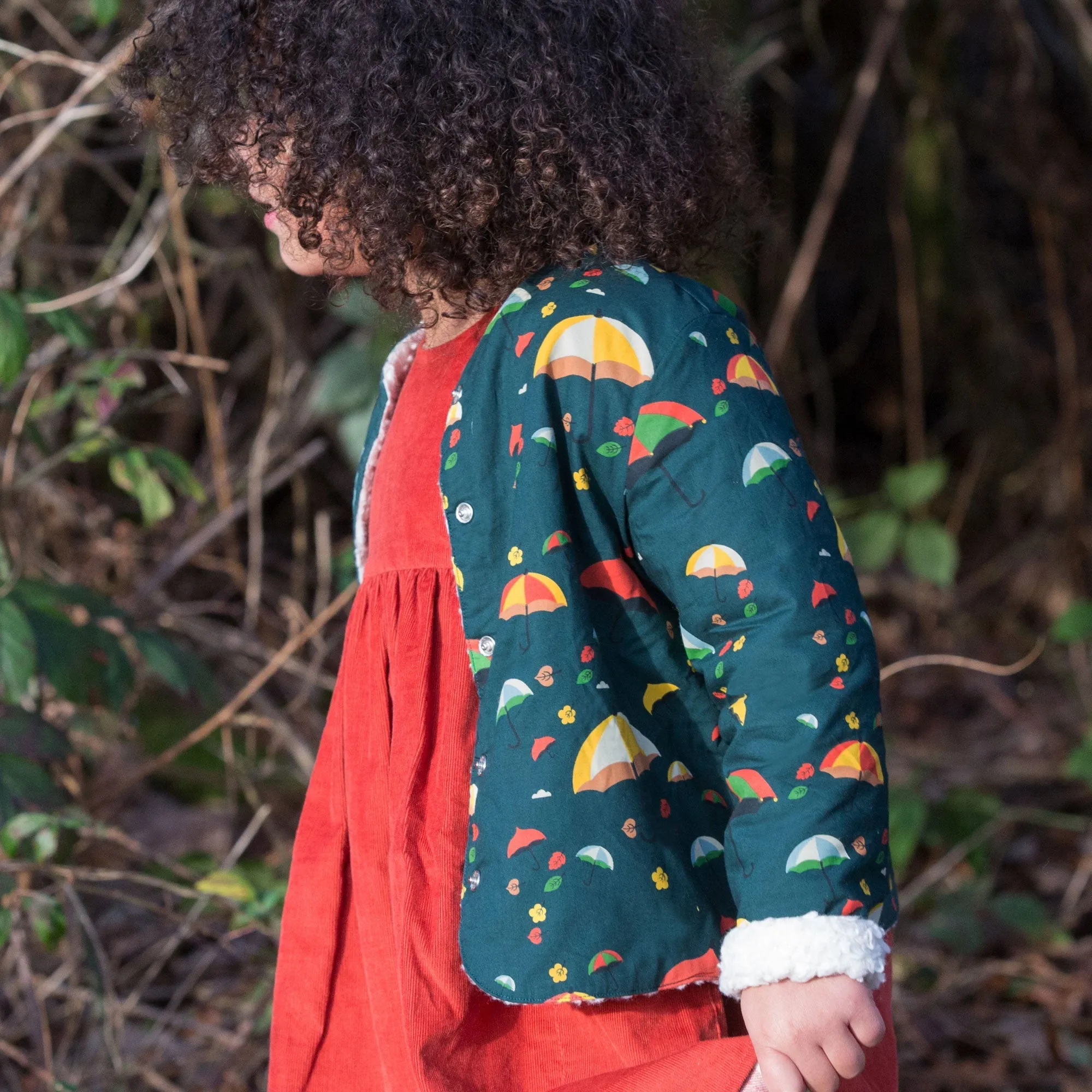 Windy Day Collarless Reversible Cosy Jacket