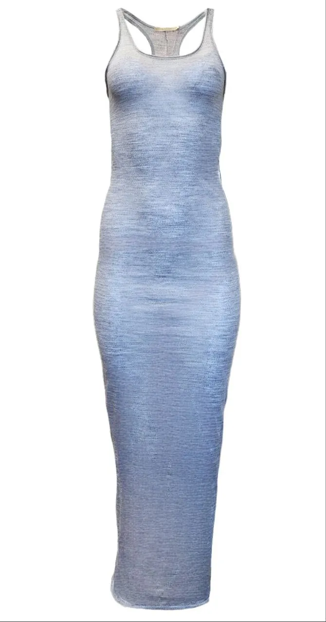 WITH & WESSEL Silver Melange Lightweight Merino Wool Tank Dress X-Small NWT