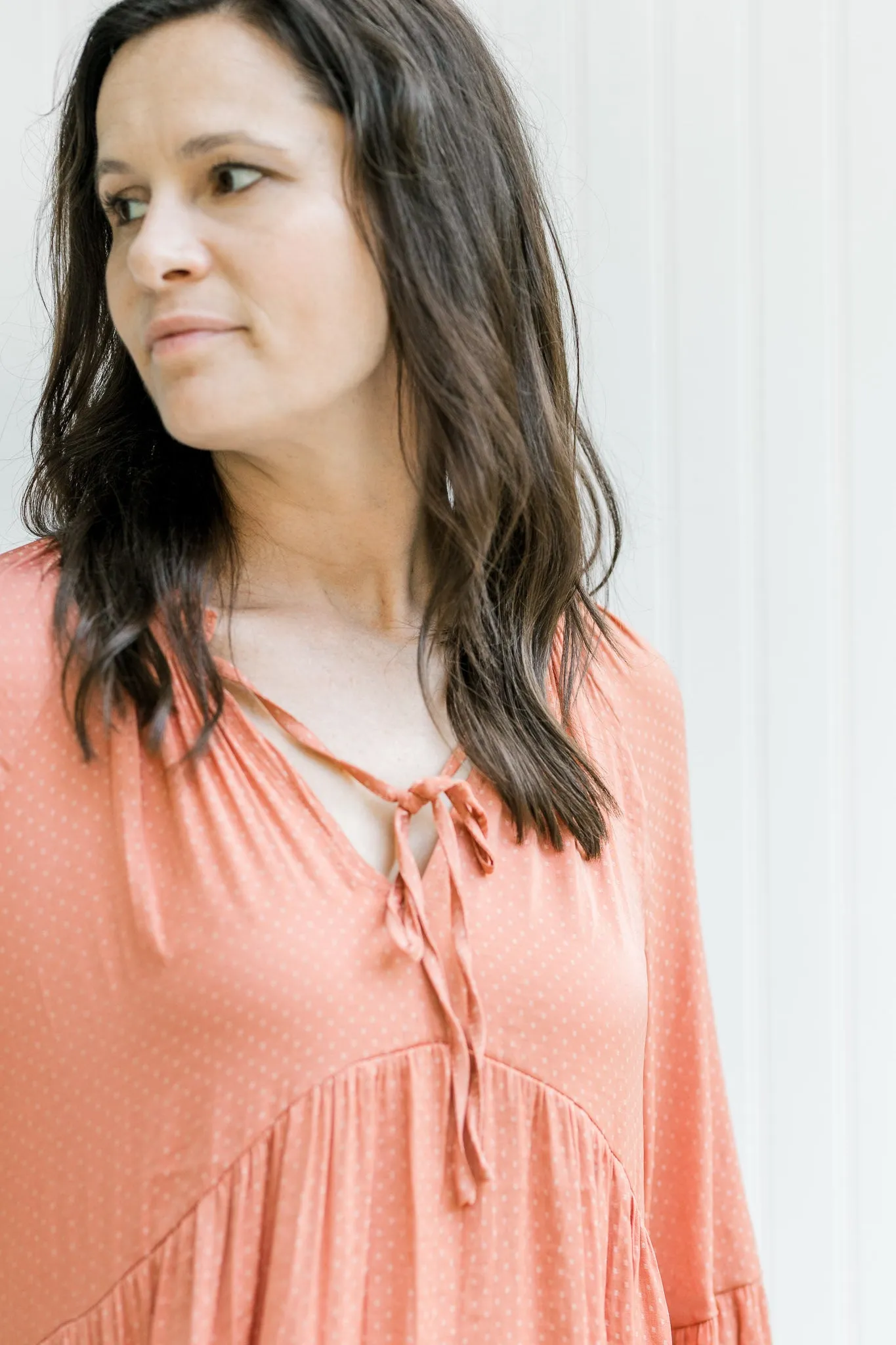 X Silky Salmon Dress