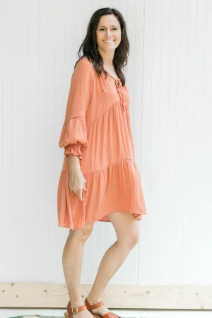 X Silky Salmon Dress