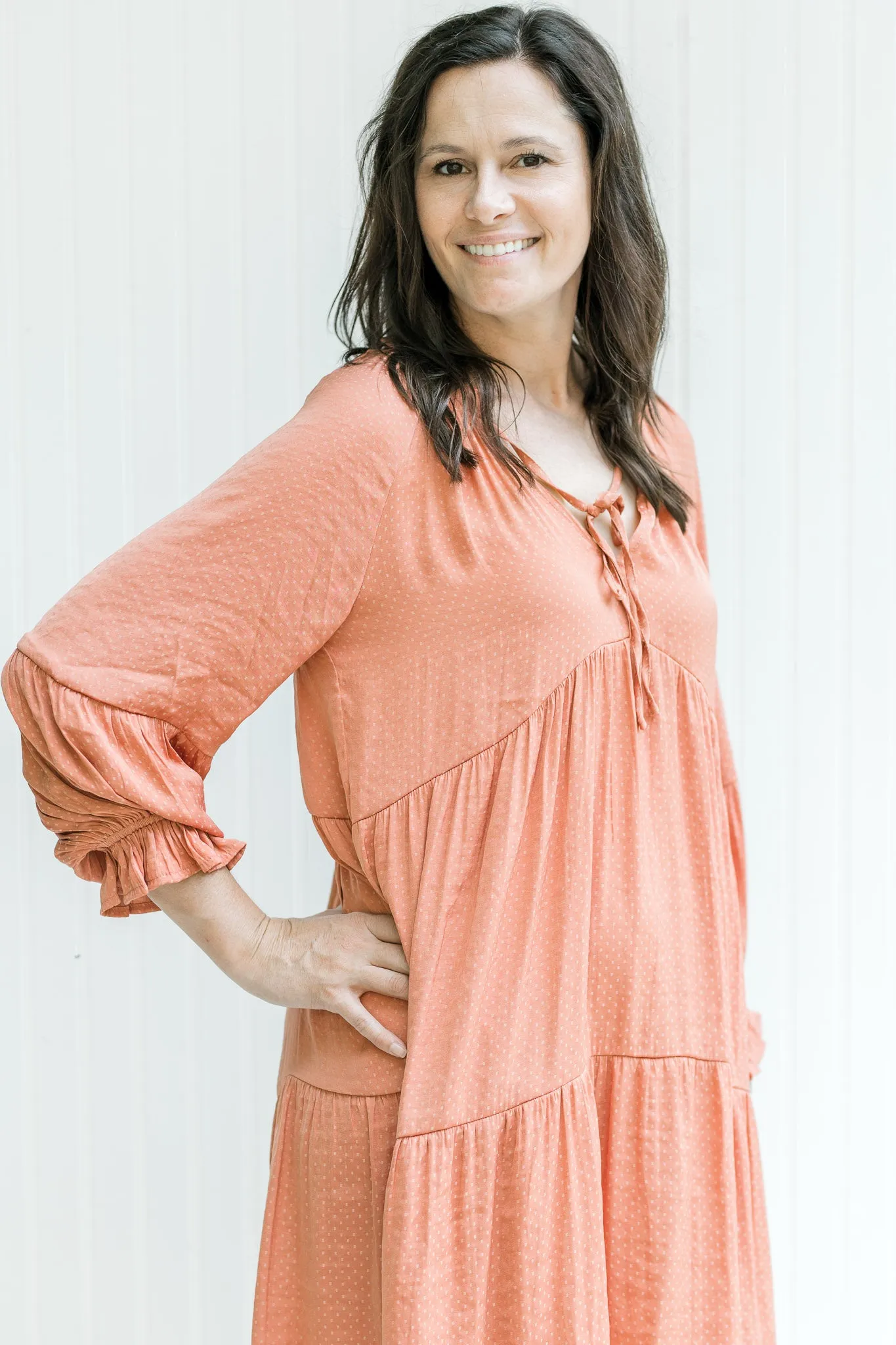 X Silky Salmon Dress